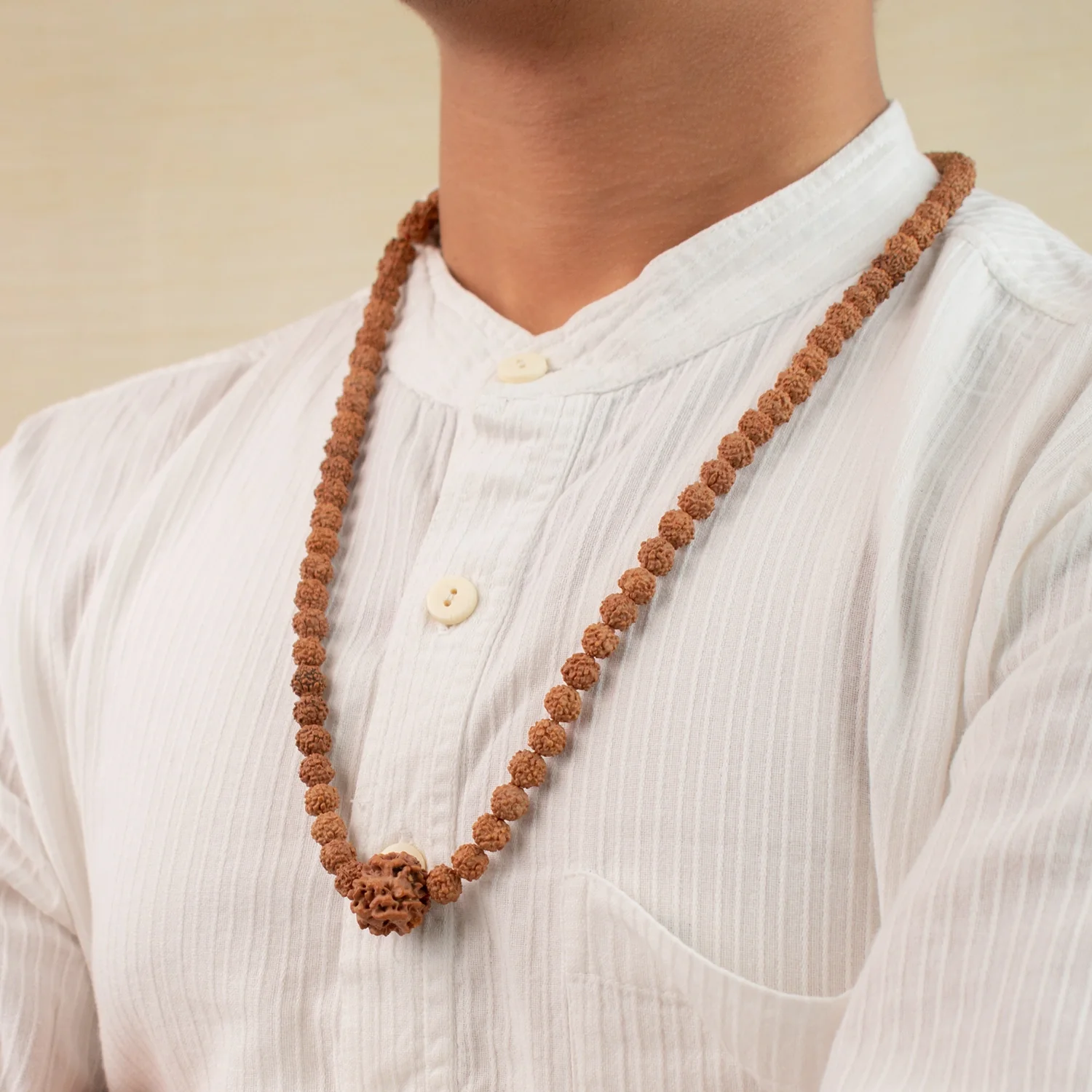 1 Mukhi (Under-Developed) Rudraksha Bead in 5 Mukhi Rudraksha Mala - Image 9