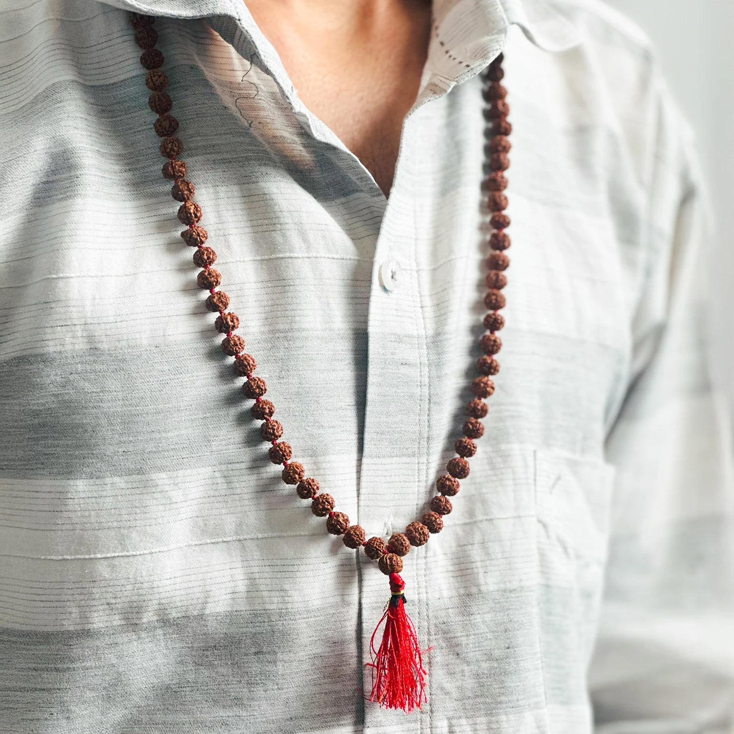 5 Mukhi Rudraksha Mala - 7mm, 108+1 beads - Image 3