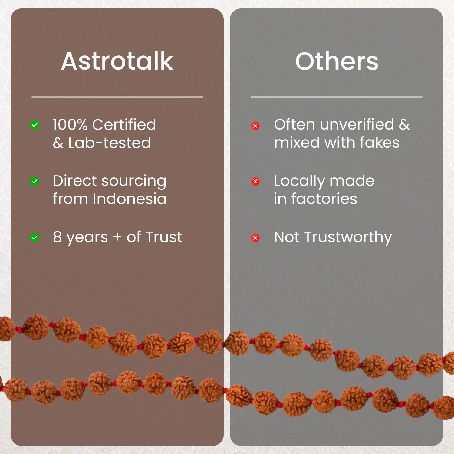 5 Mukhi Rudraksha Mala - 7mm, 108+1 beads - Image 6