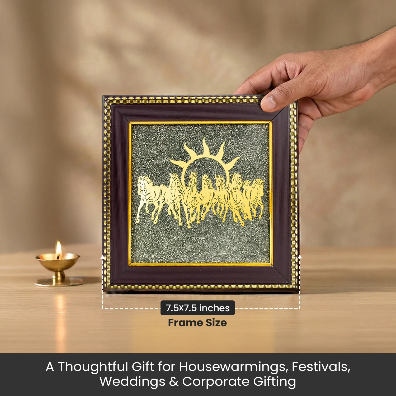 Vastu Shakti Combo – 7 Horses on Pyrite Frame with Pyrite Tortoise - Image 11