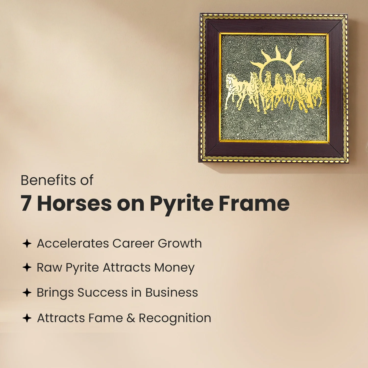 Vastu Shakti Combo – 7 Horses on Pyrite Frame with Pyrite Tortoise - Image 9