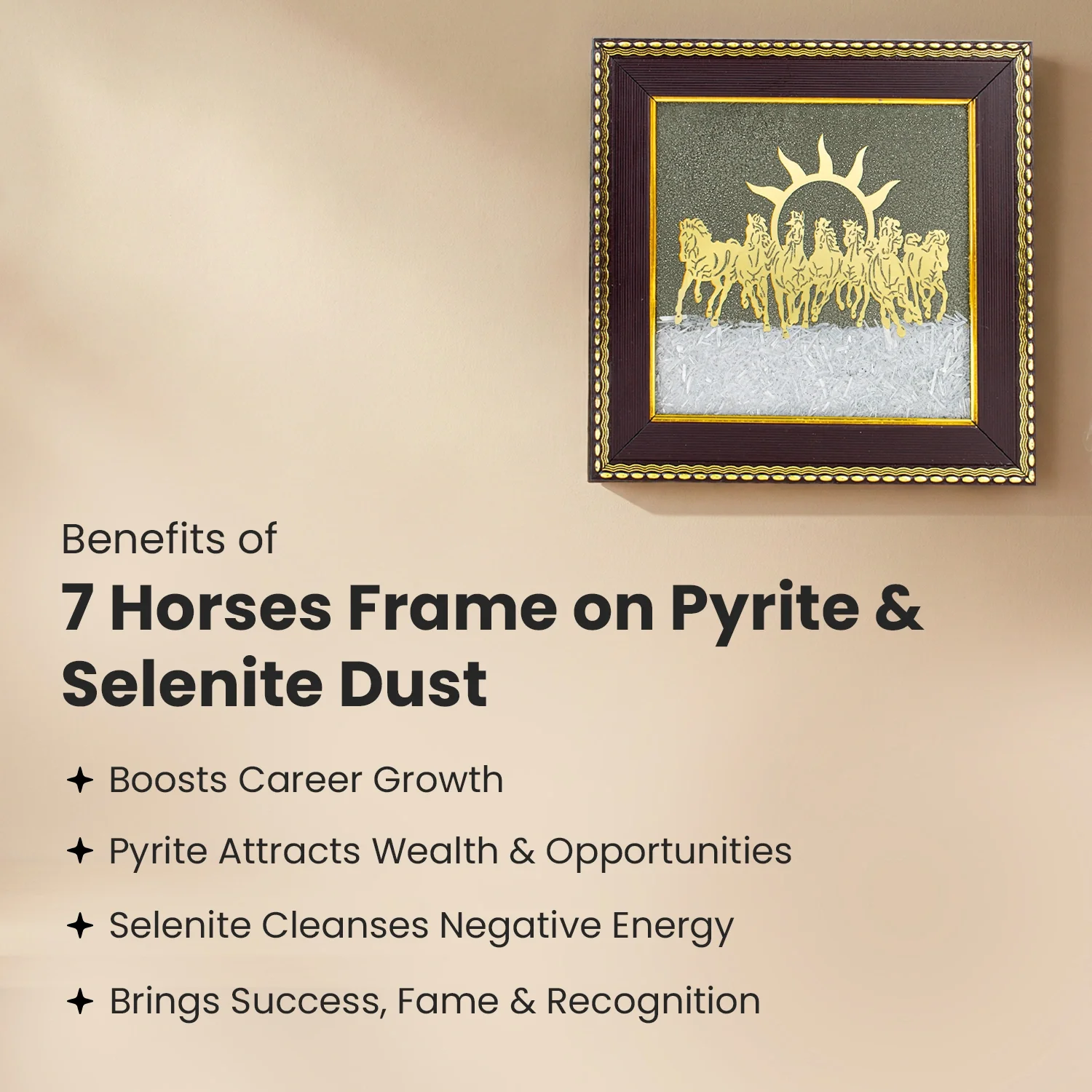 7 Horses on Pyrite & Selenite Dust Frame - Image 5