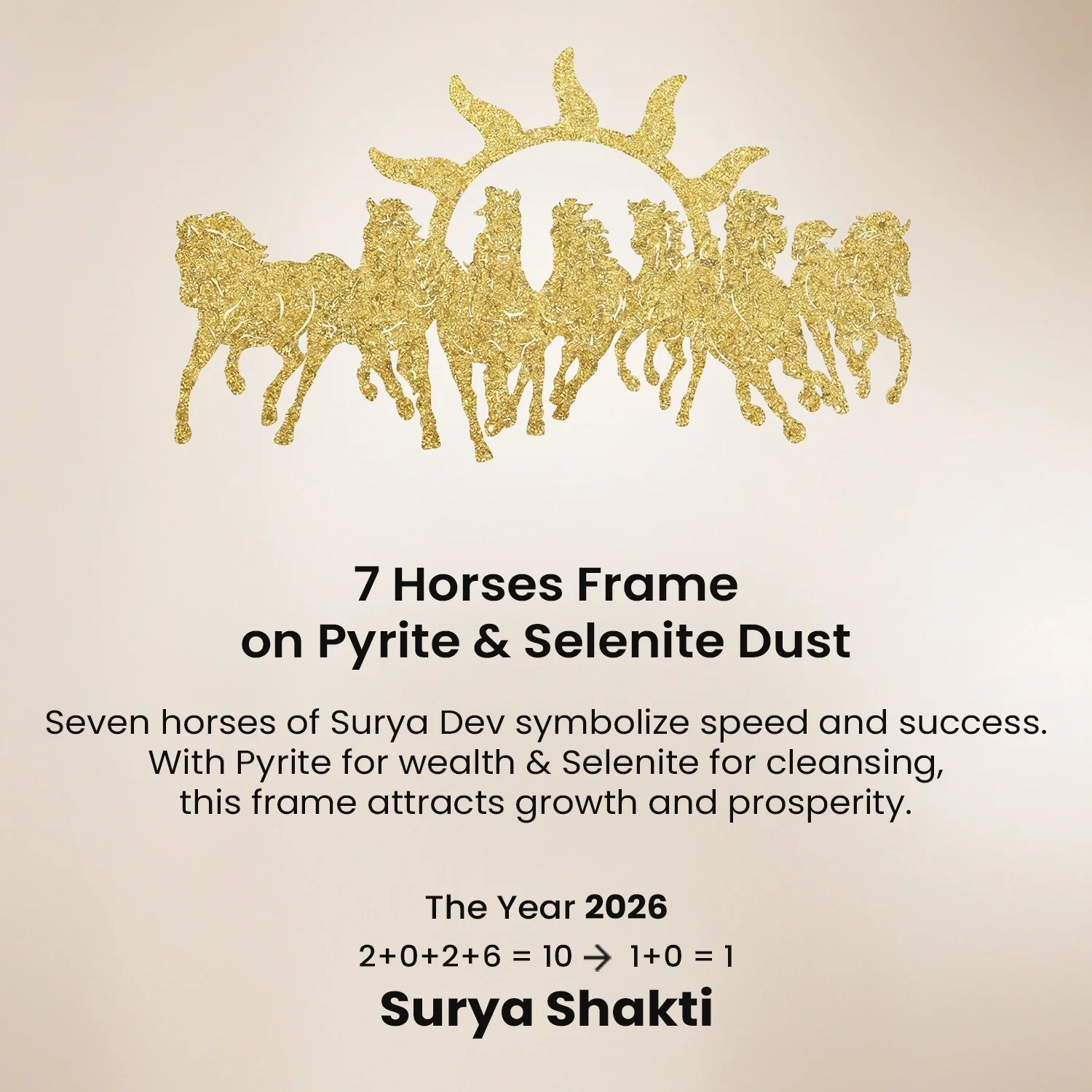 7 Horses on Pyrite & Selenite Dust Frame - Image 6