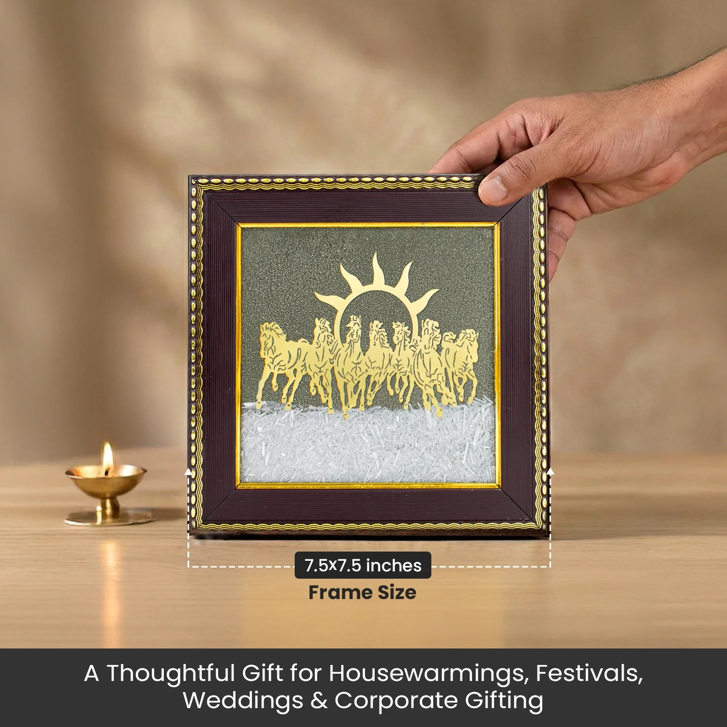 7 Horses on Pyrite & Selenite Dust Frame - Image 9