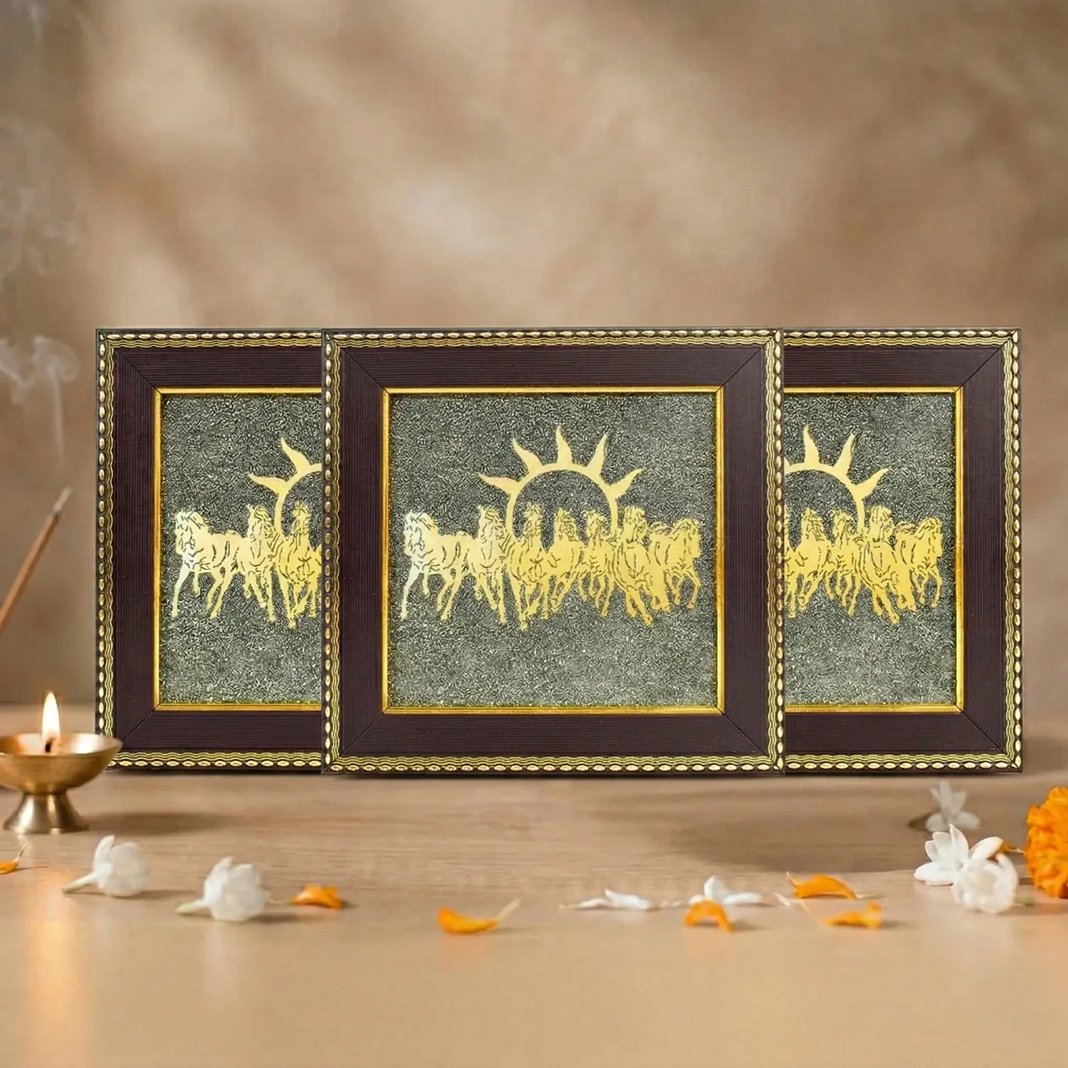 7 Horses on Raw Pyrite Frame - Image 13