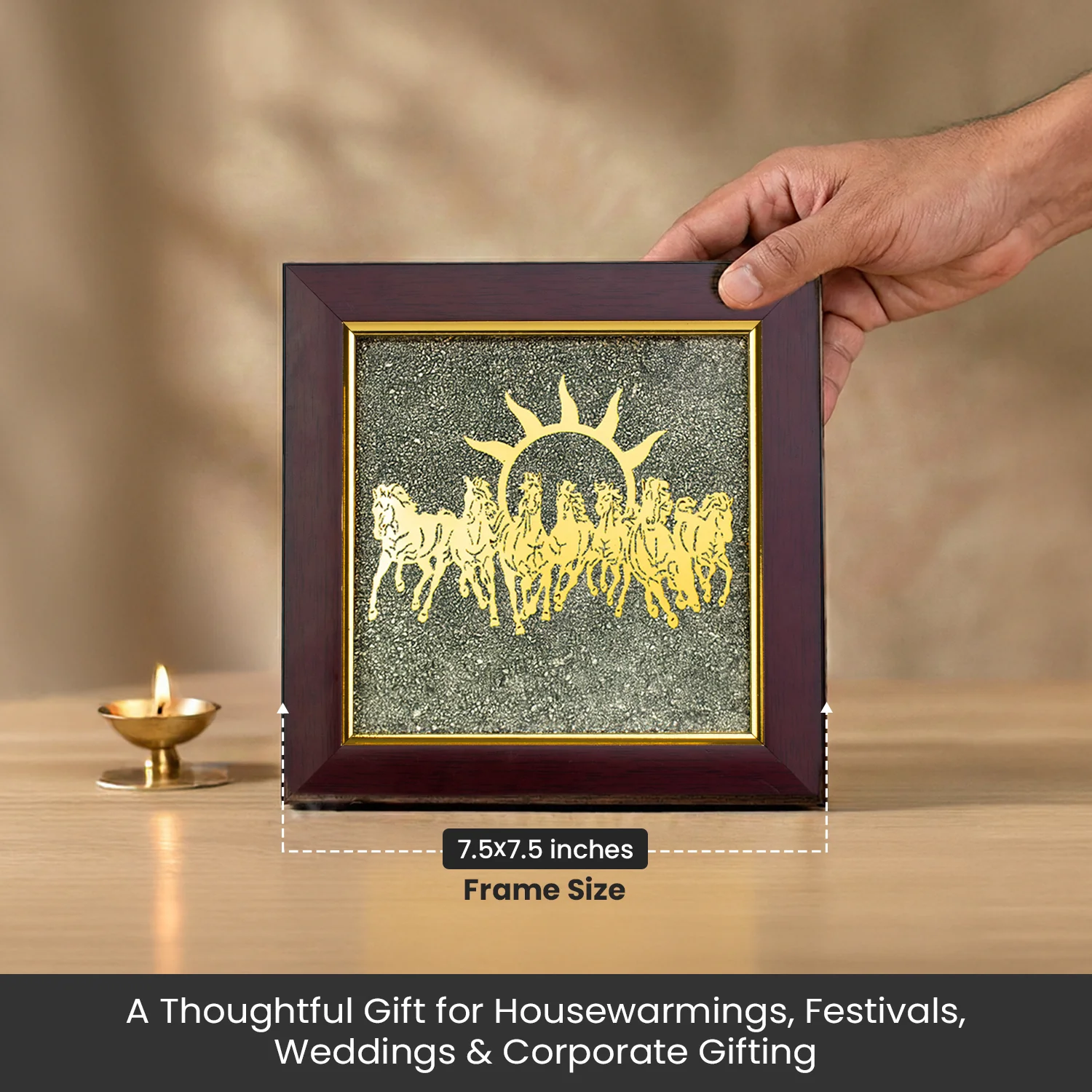7 Horses on Raw Pyrite Frame - Image 16