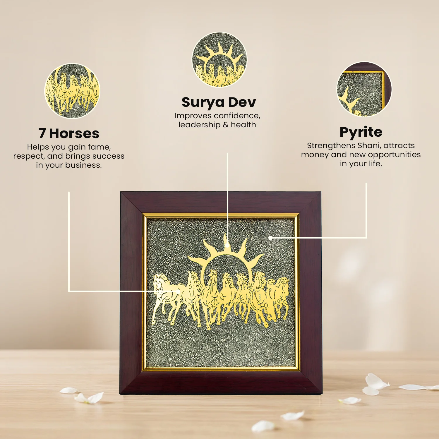 7 Horses on Raw Pyrite Frame - Image 19