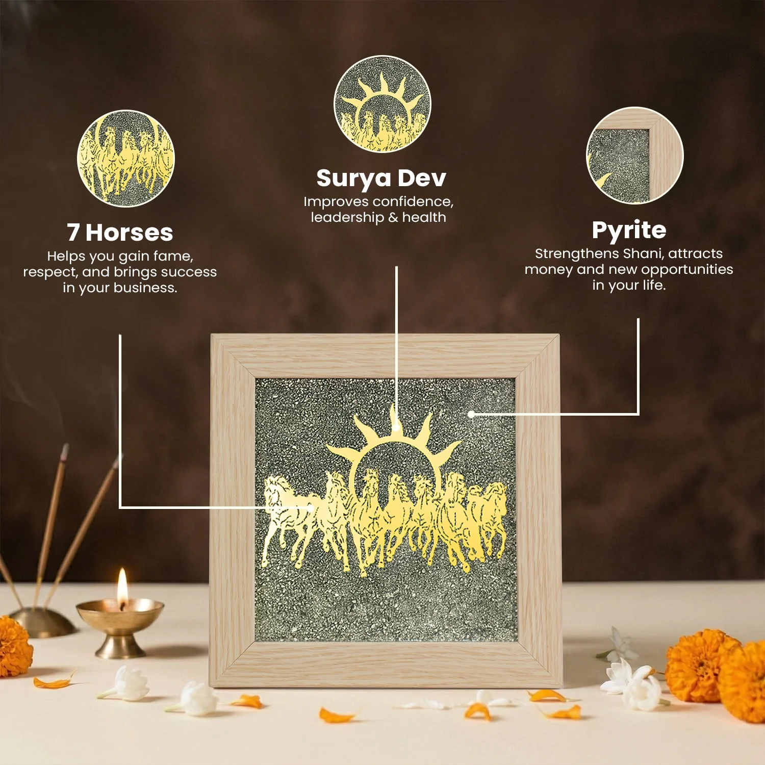 7 Horses on Raw Pyrite Frame - Image 34