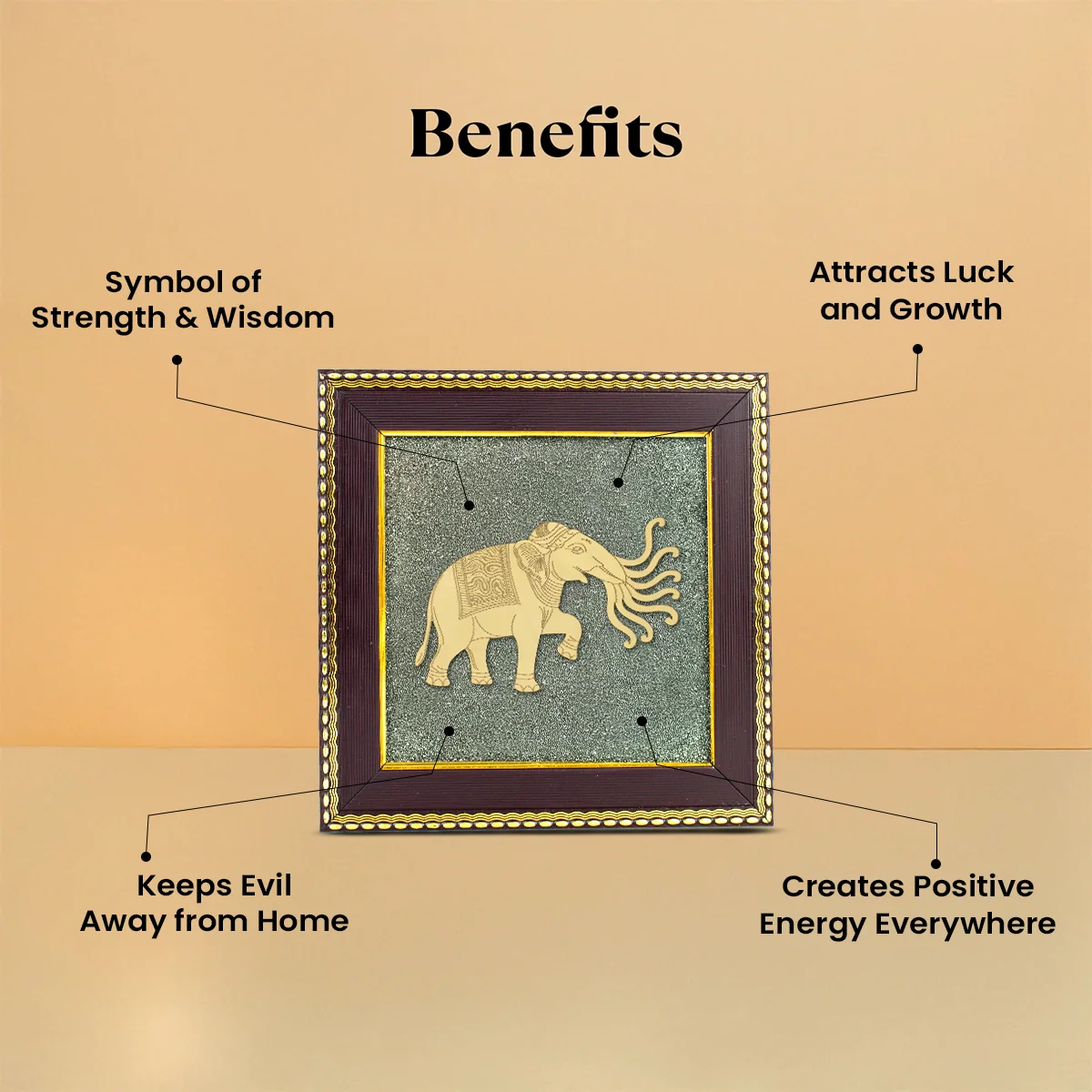 7 Trunk Elephant - Airavata on Raw Pyrite Frame - Image 4