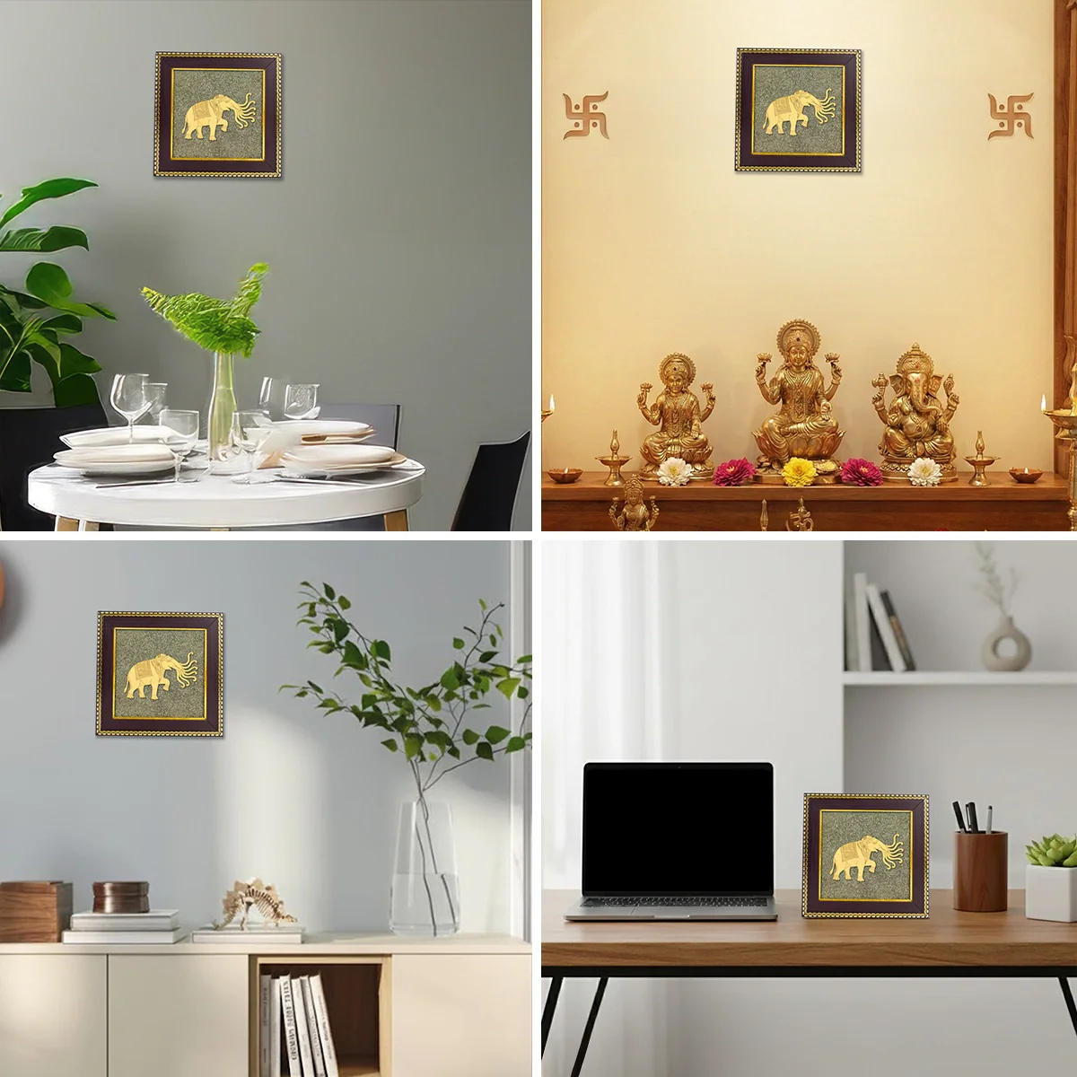 7 Trunk Elephant - Airavata on Raw Pyrite Frame - Image 7