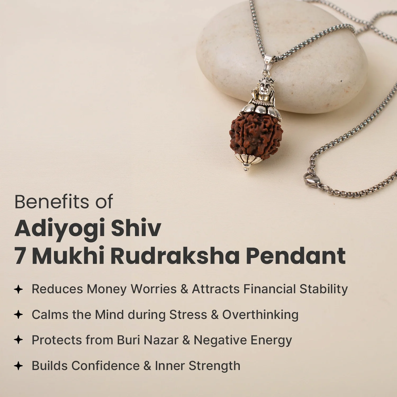 Adiyogi Shiv 7 Mukhi Rudraksha Pendant - Image 5