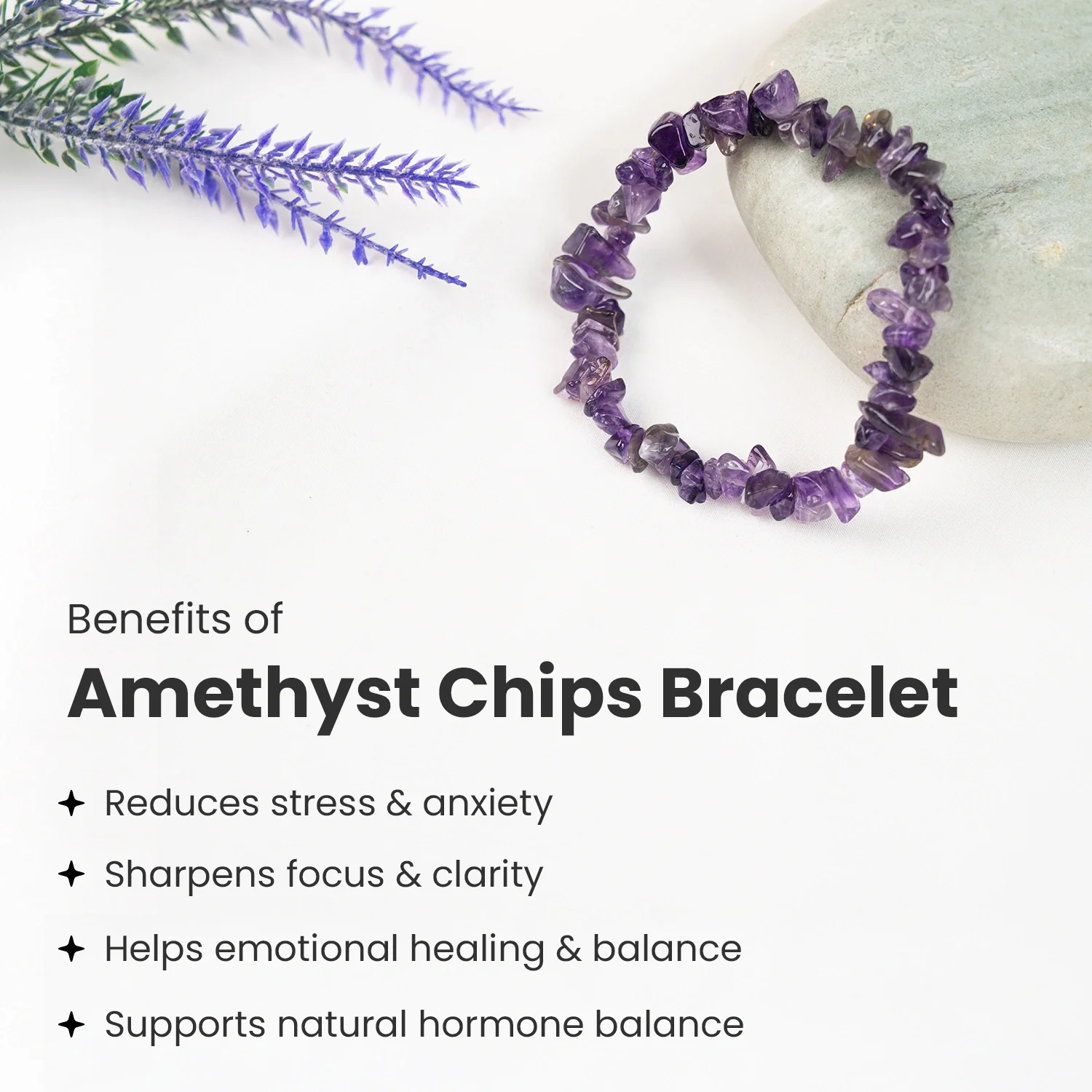 Amethyst Chips Bracelet Stretchable - Image 4