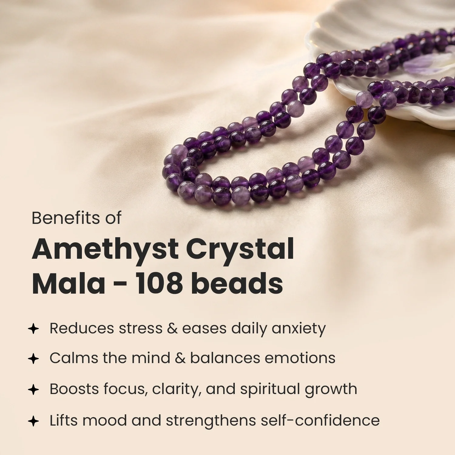 Amethyst Mala - 8mm || 108 Beads - Image 4