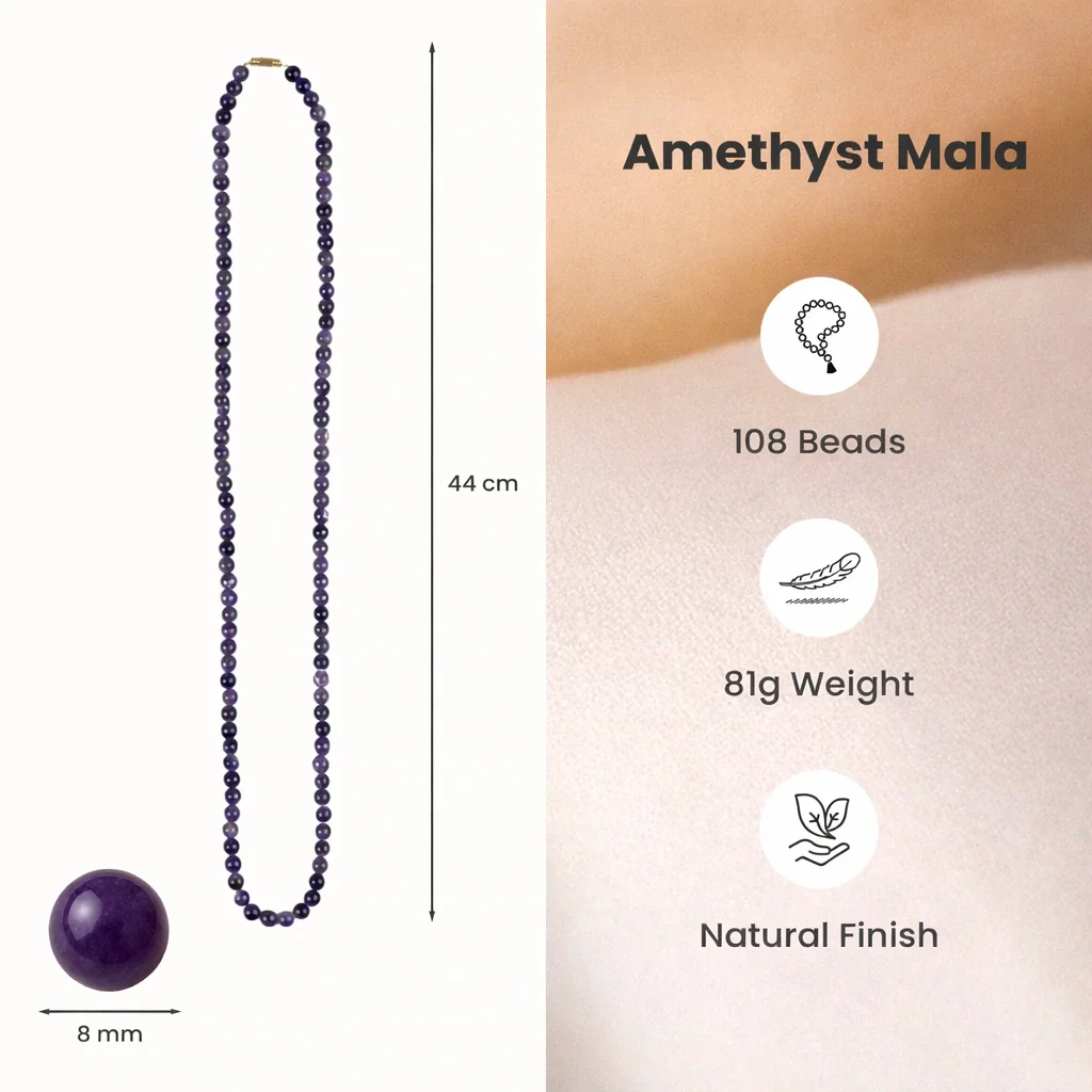 Amethyst Mala - 8mm || 108 Beads - Image 5