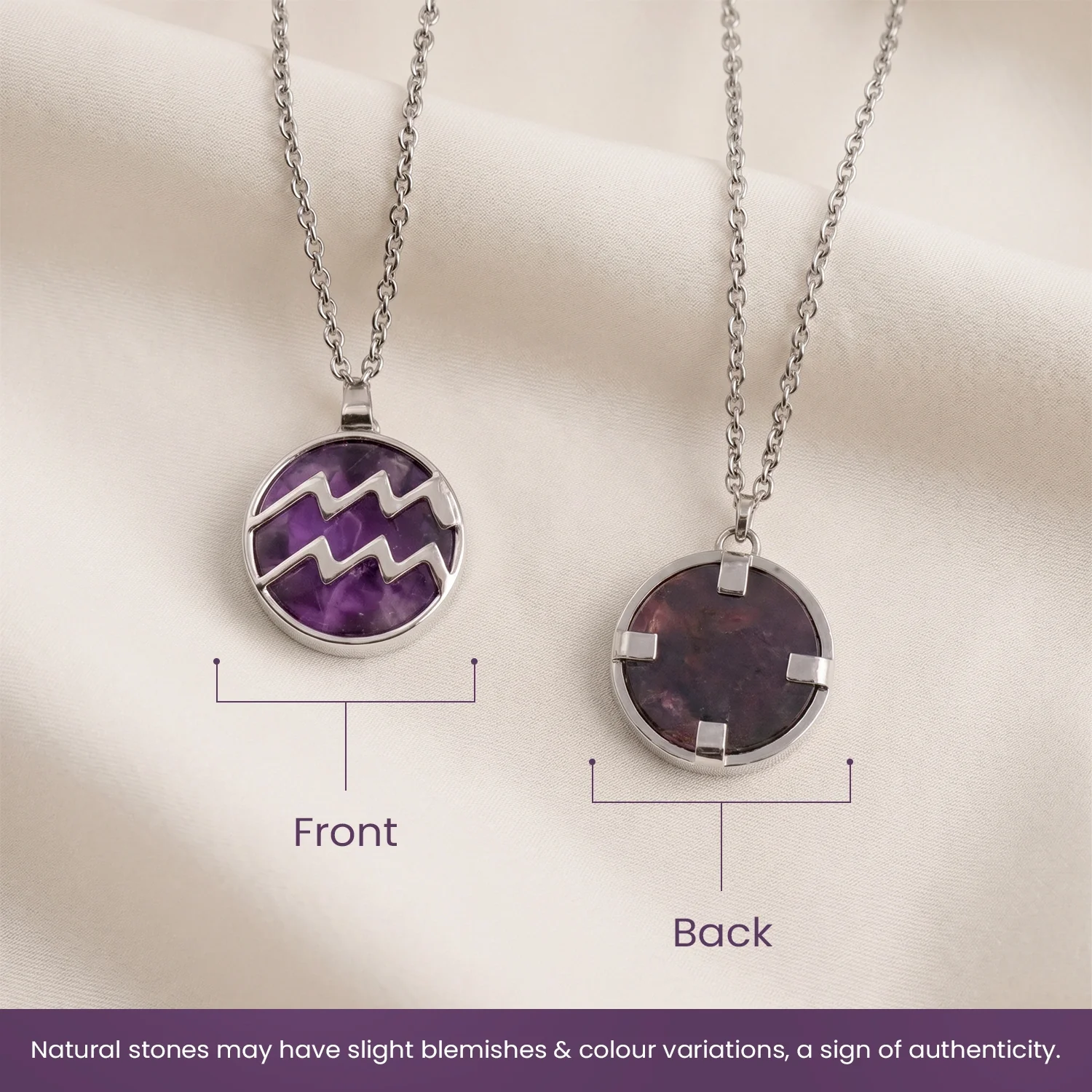 Aquarius Pendant (कुंभ राशि) with Amethyst - Image 10