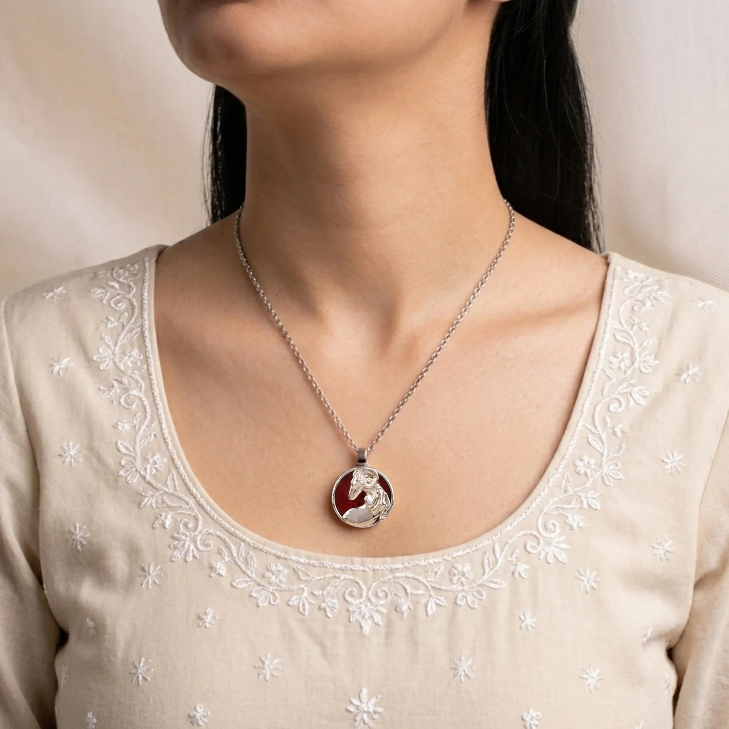 Aries Pendant (मेष राशि) with Red Jasper Stone - Image 11