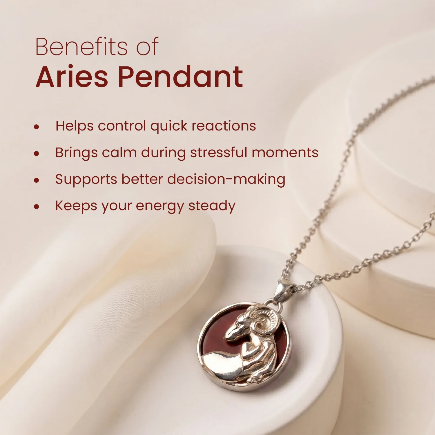Aries Pendant (मेष राशि) with Red Jasper Stone - Image 6