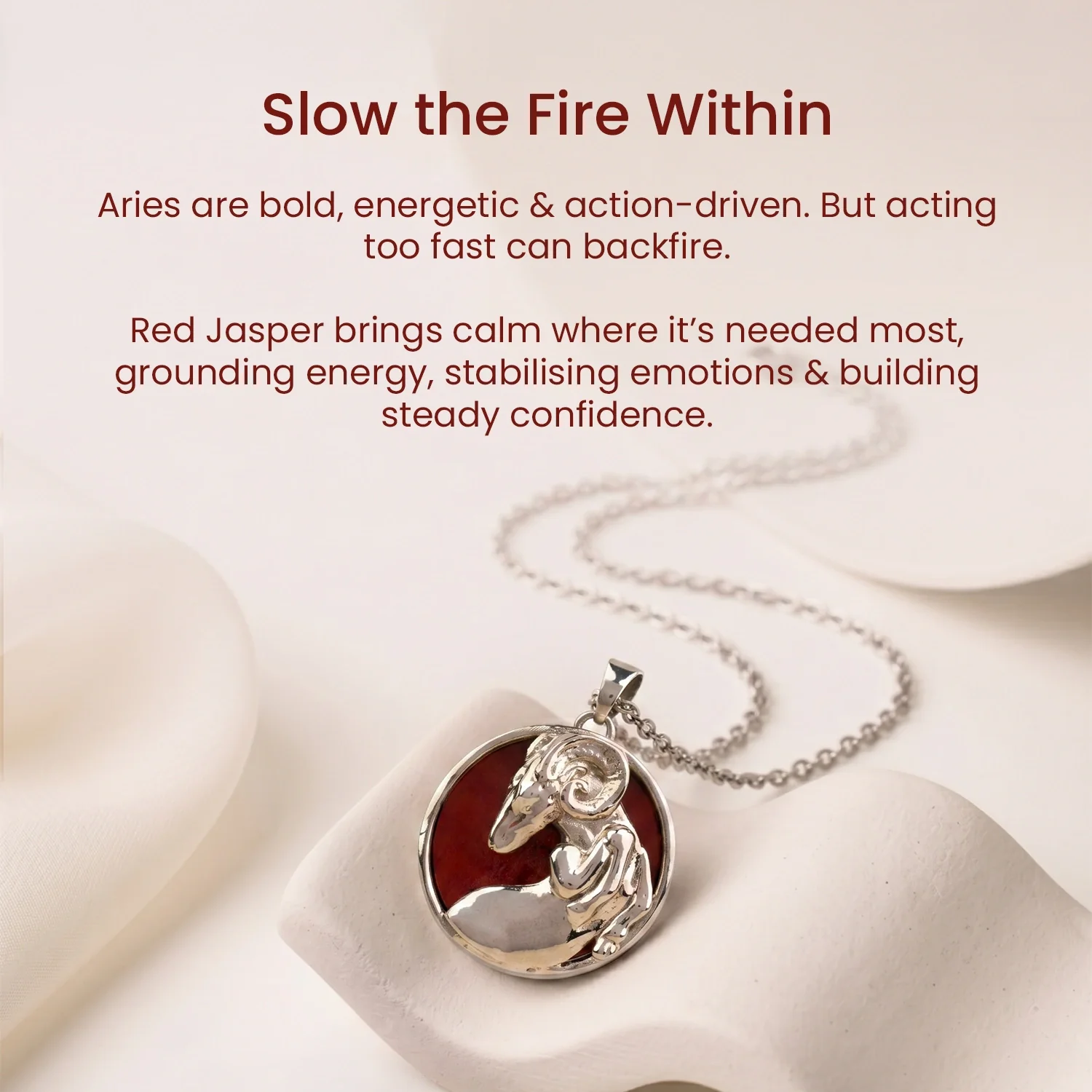 Aries Pendant (मेष राशि) with Red Jasper Stone - Image 7