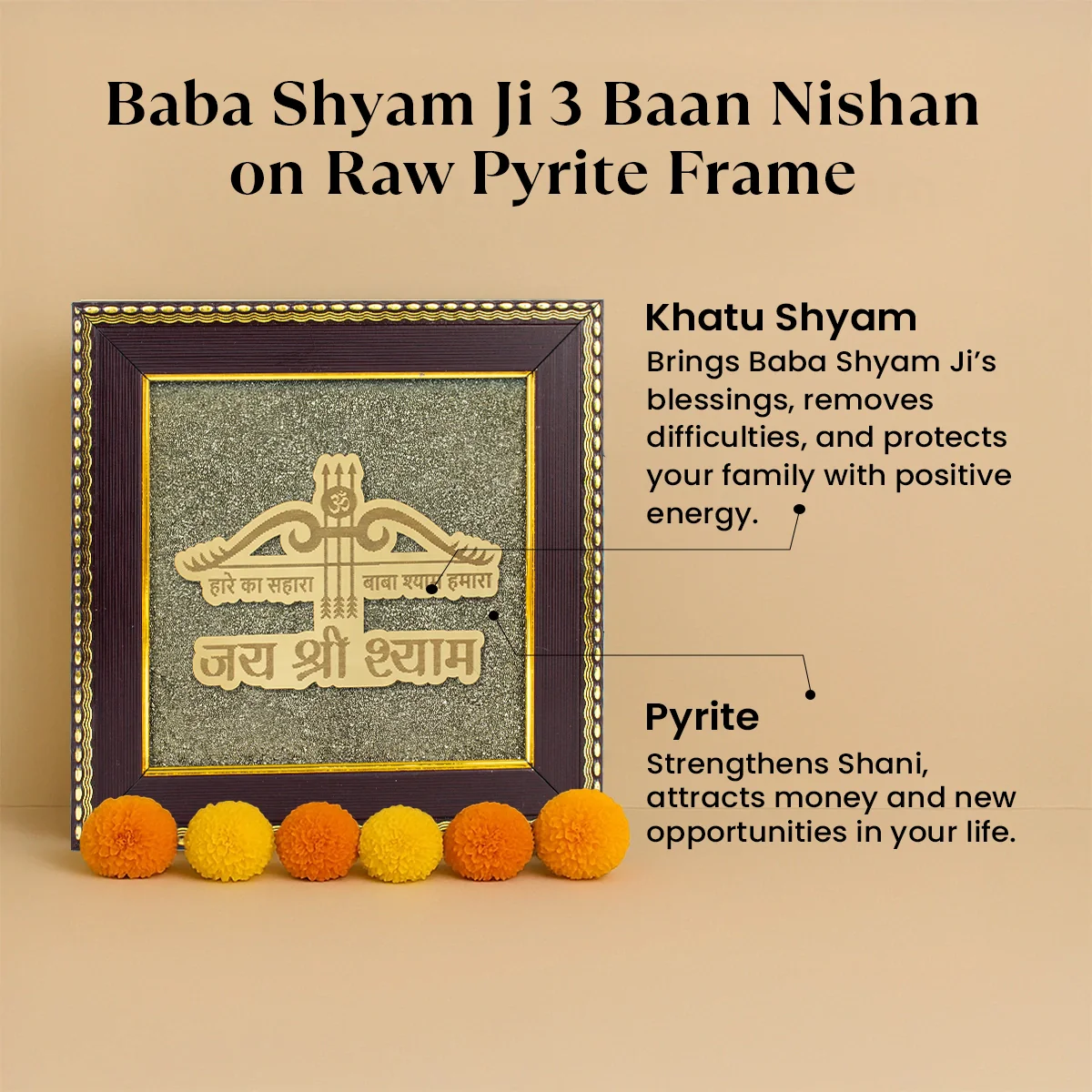 Hare ka Sahara Baba Shyam Humara on Raw Pyrite Frame - Image 2