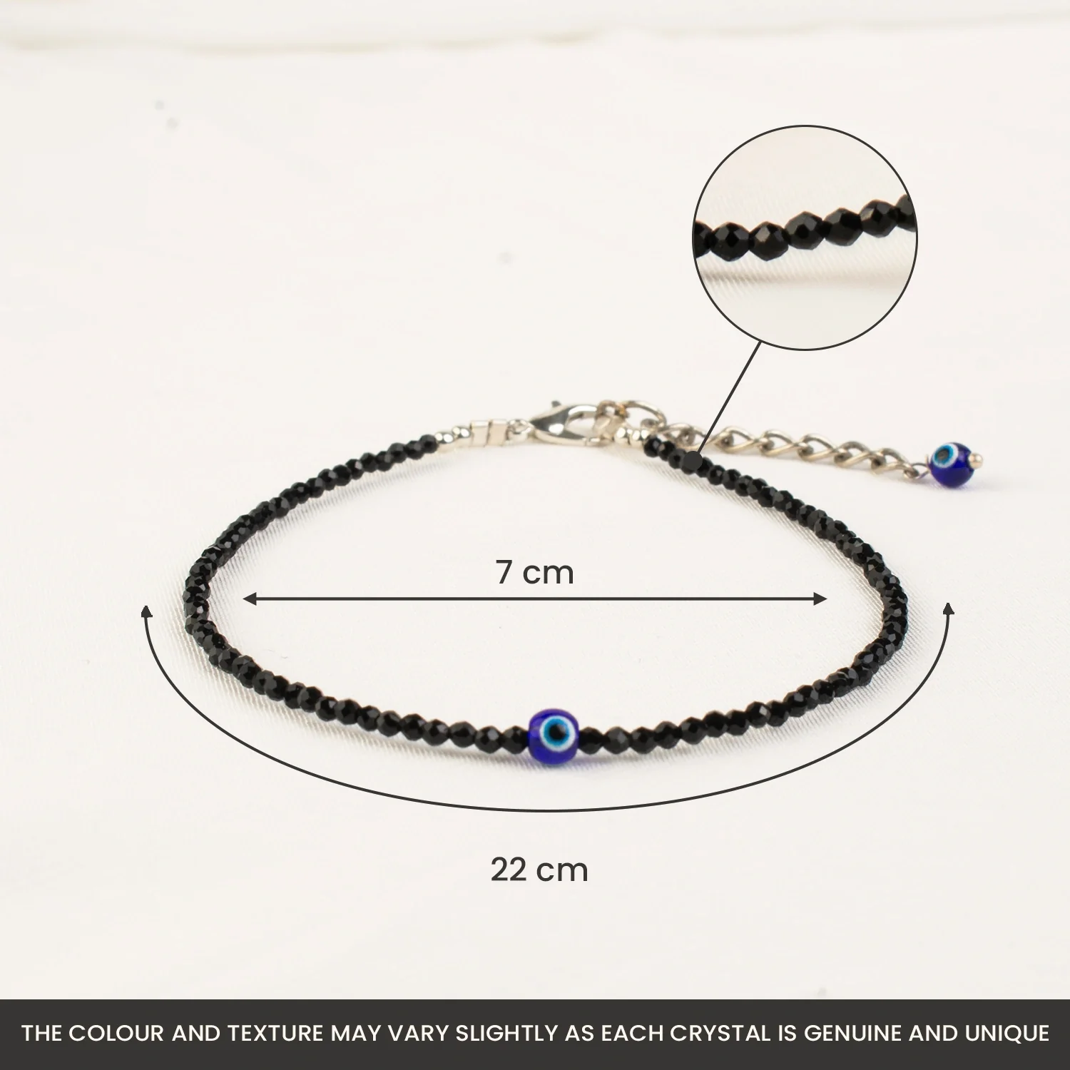 Black Tourmaline Anklet with Evil Eye Charm - Image 8