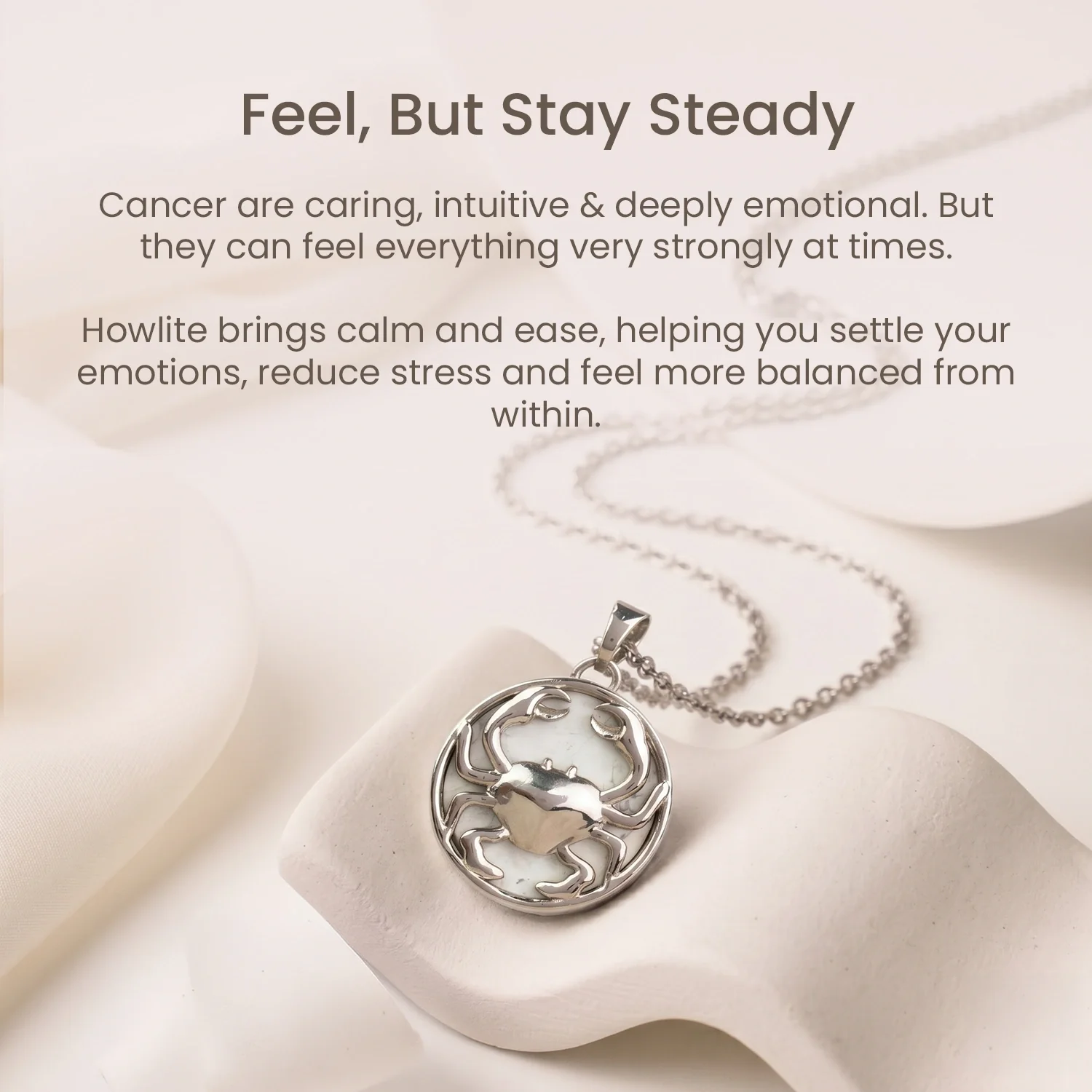 Cancer Pendant (कर्क राशि) with Howlite - Image 7