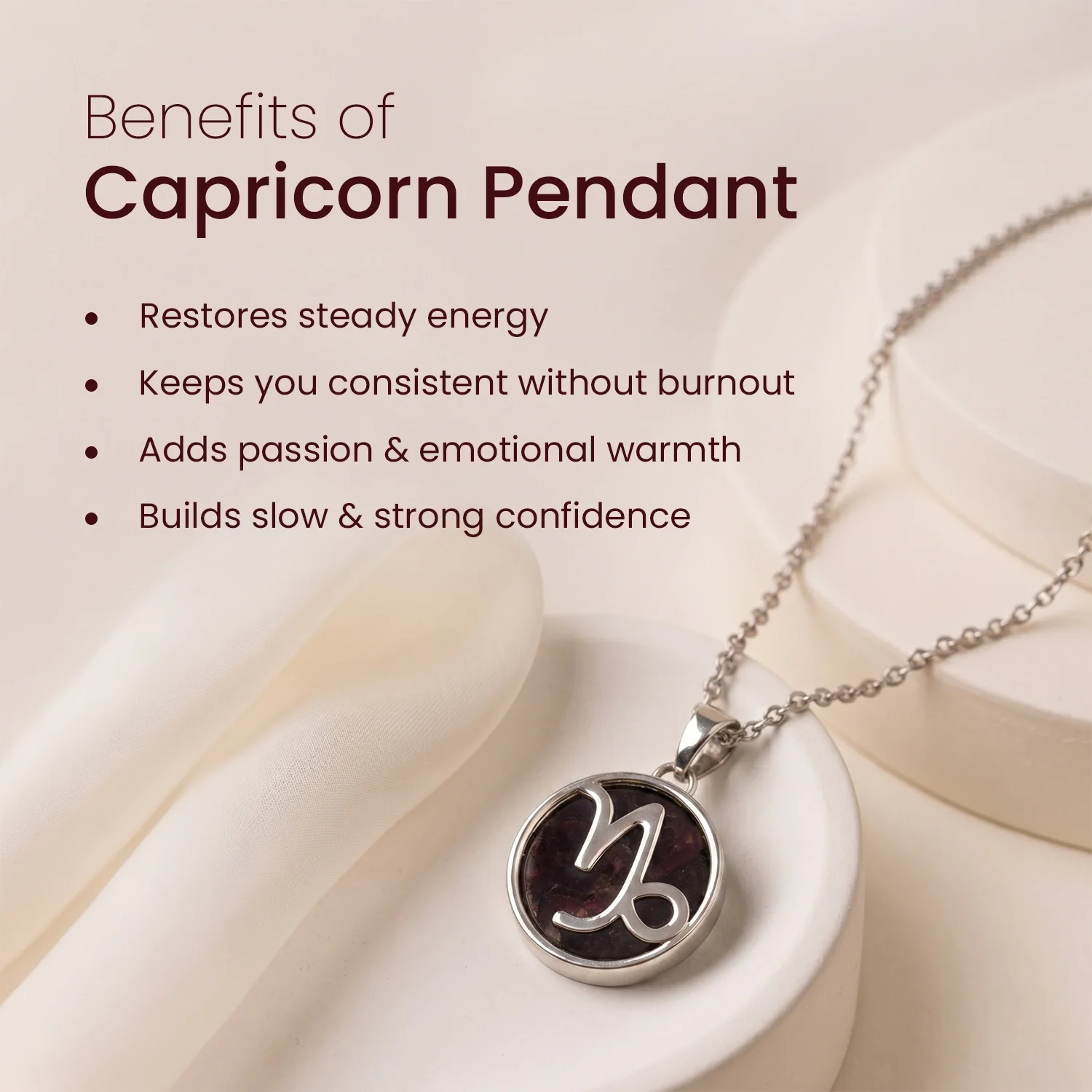 Capricorn Pendant (मकर राशि) with Garnet - Image 6