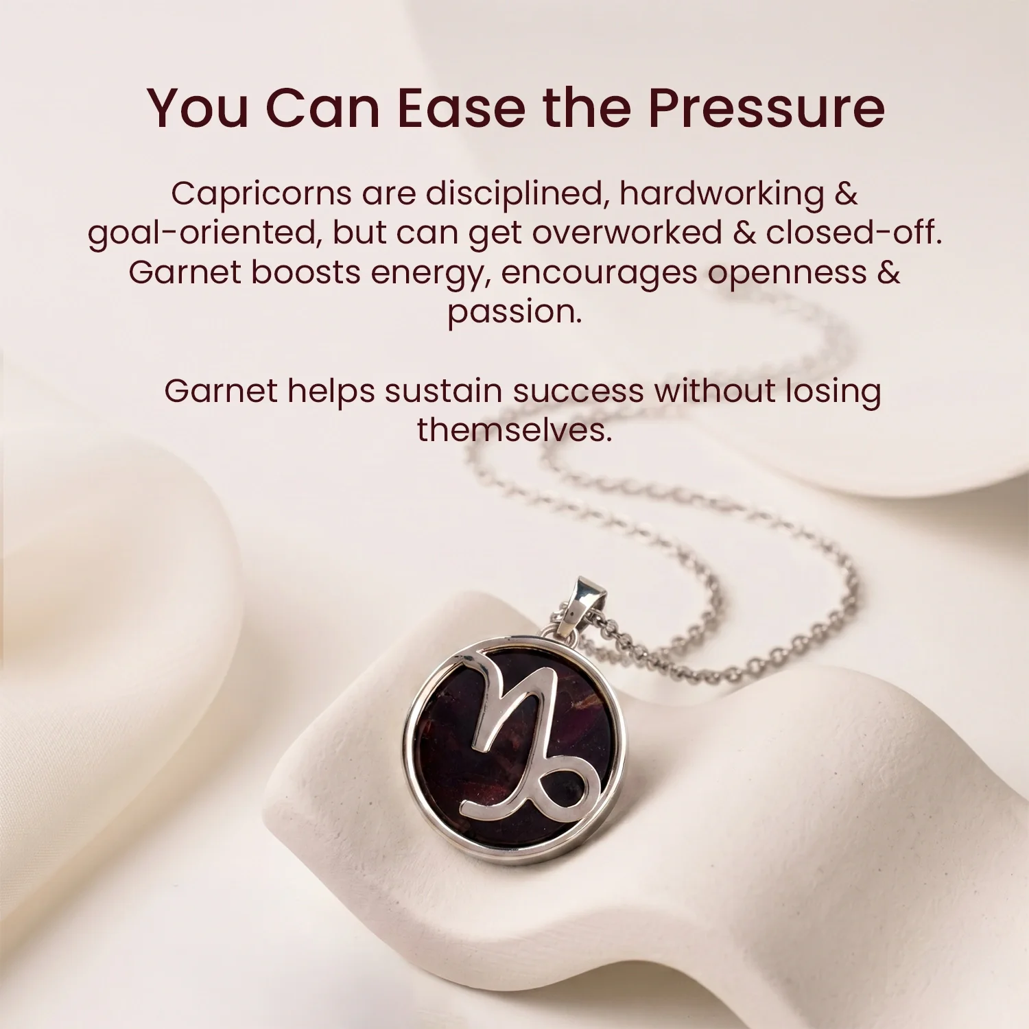 Capricorn Pendant (मकर राशि) with Garnet - Image 7