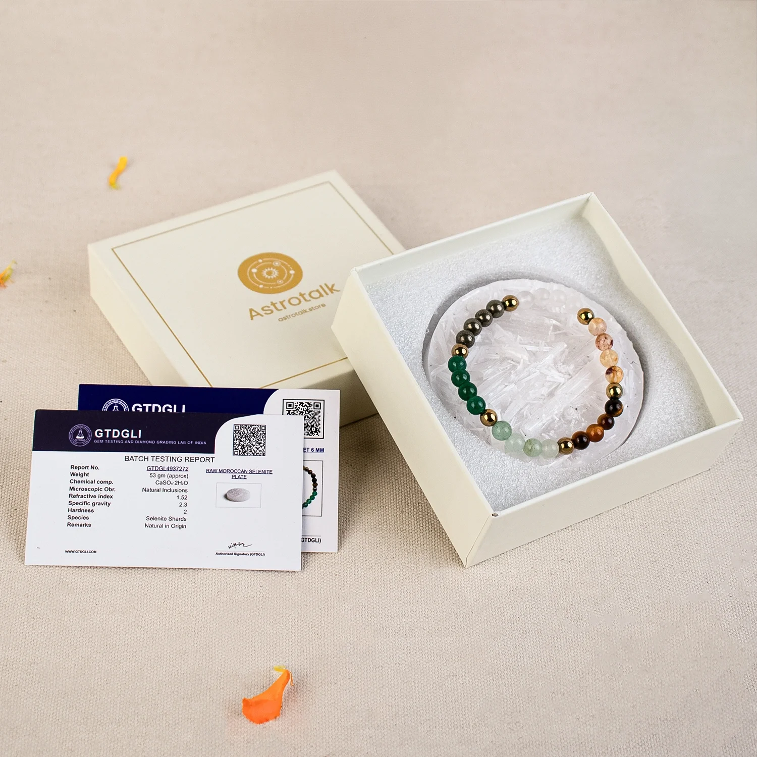 Dhan Yog 6mm Bracelet With Free Raw Selenite Plate - Image 13