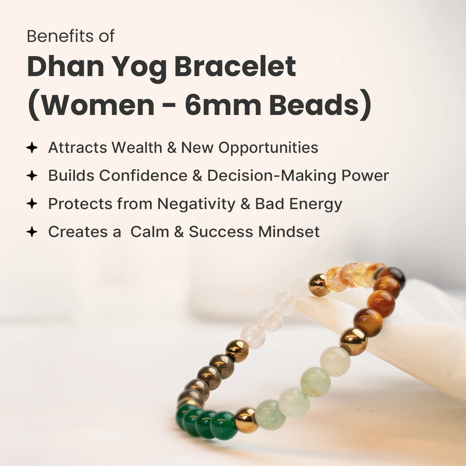 Dhan Yog Bracelet (Women - 6mm Beads) - Image 5