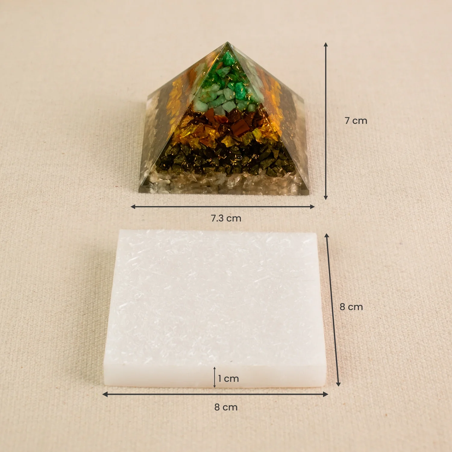 Dhan Yog Pyramid With Free Square Raw Selenite Plate - Image 7