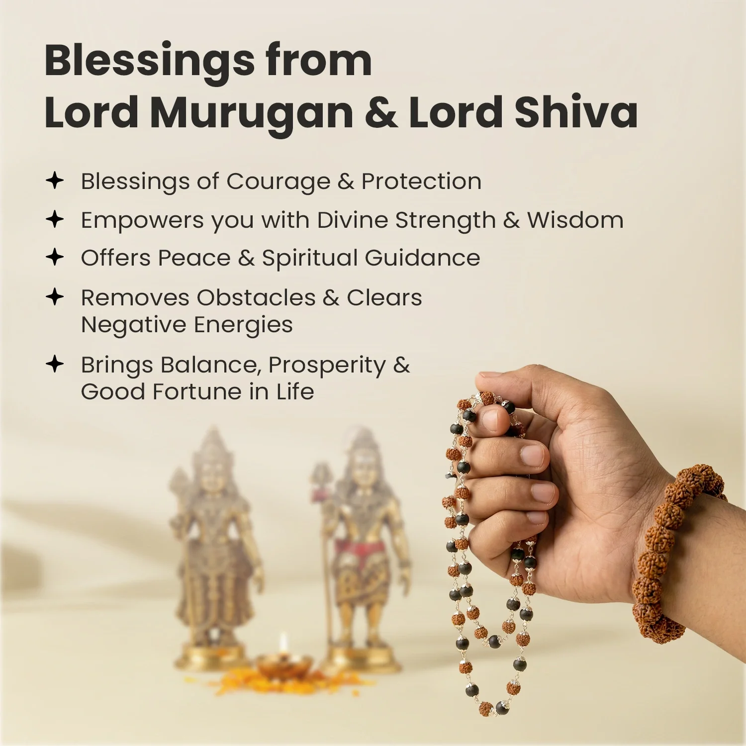Divya Raksha Rudraksha & Karungali Mala with FREE 7 Mukhi Rudraksha Bracelet - Image 6