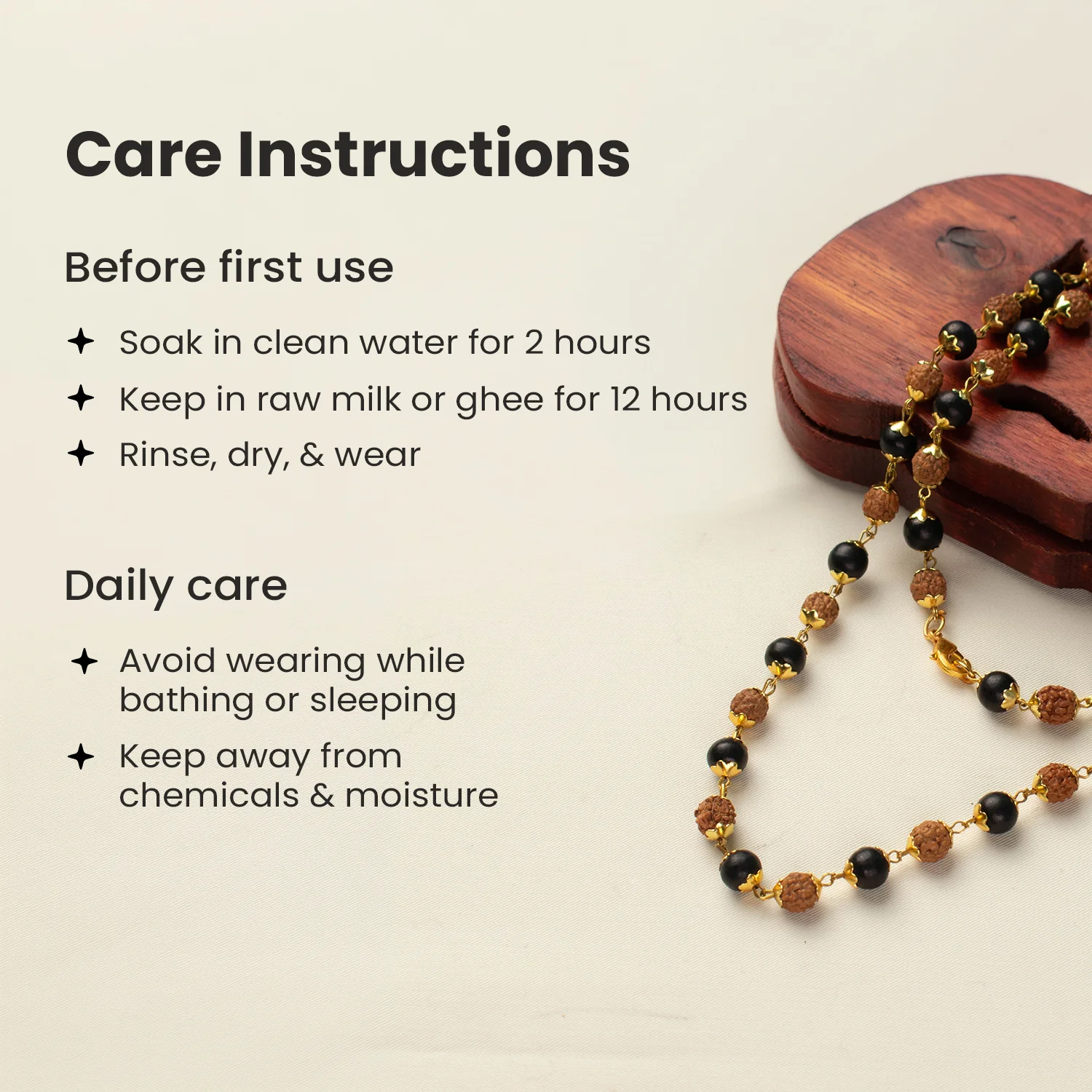 Divya Raksha Rudraksha & Karungali Mala with Gold Capping - Image 11