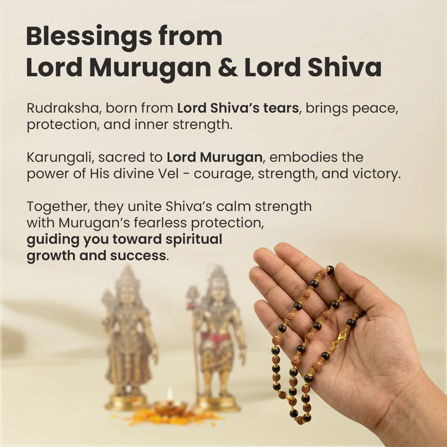 Divya Raksha Rudraksha & Karungali Mala with Gold Capping - Image 6