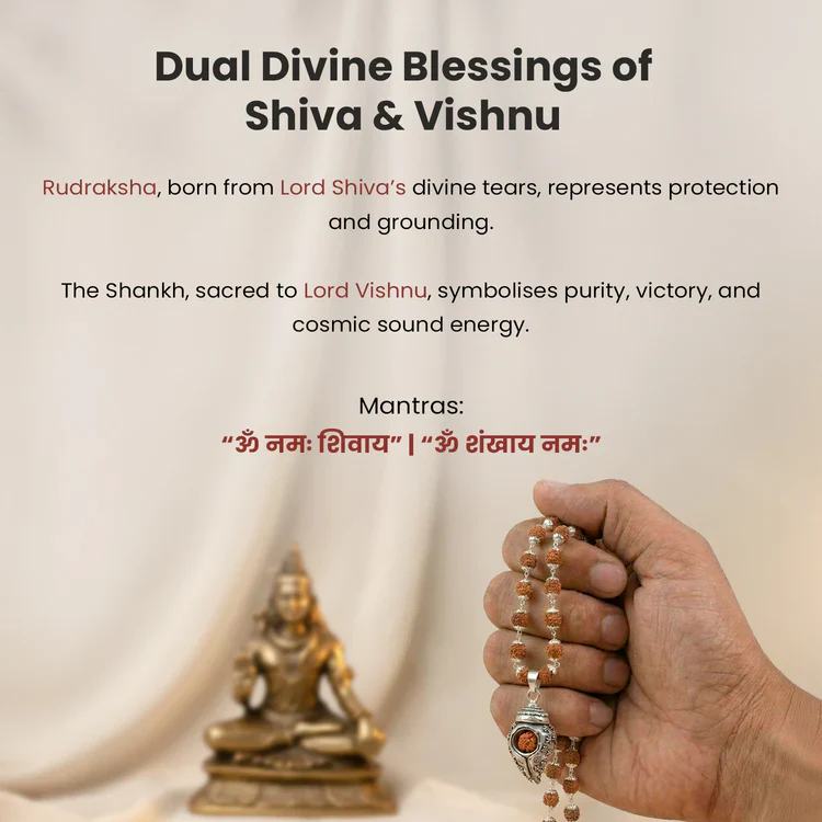 Divya Shankh Rudraksha Mala with Om Bead Karungali Mala - Image 7
