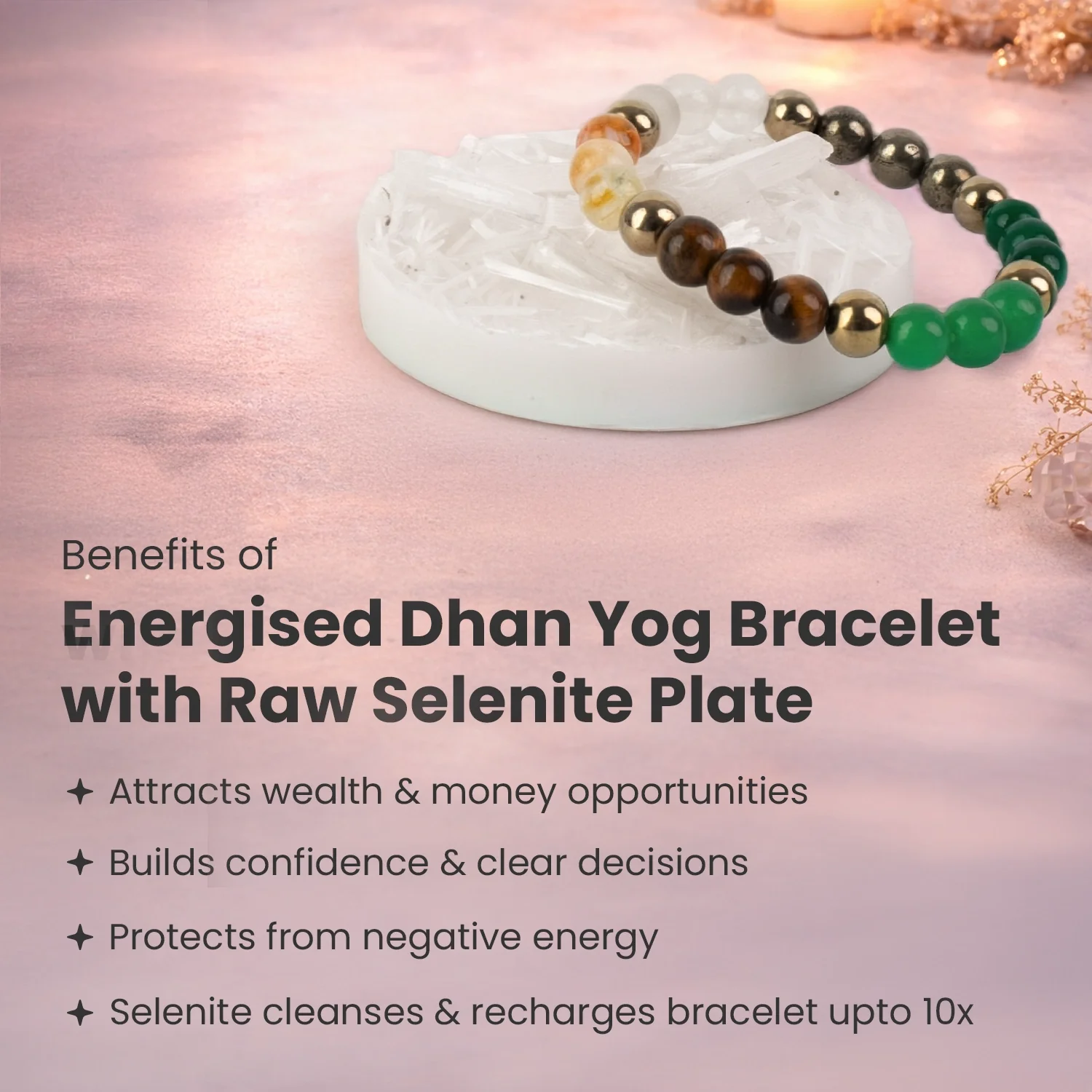 Energised Dhan Yog Bracelet with FREE Raw Selenite Plate - Image 6