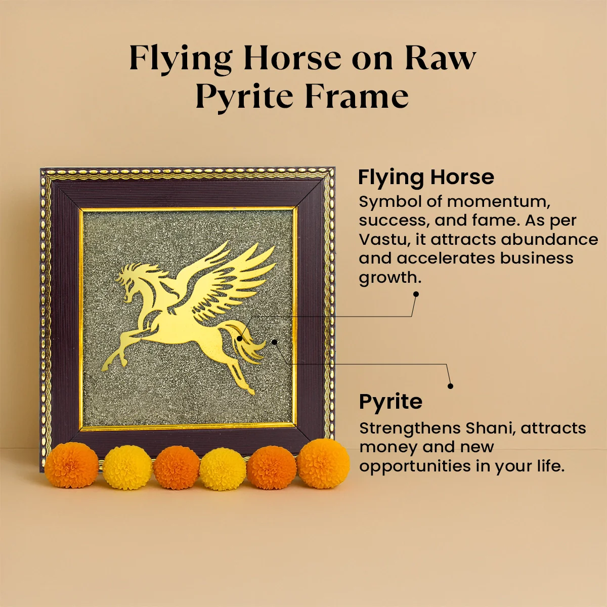 Flying Horse on Raw Pyrite Frame - Image 2