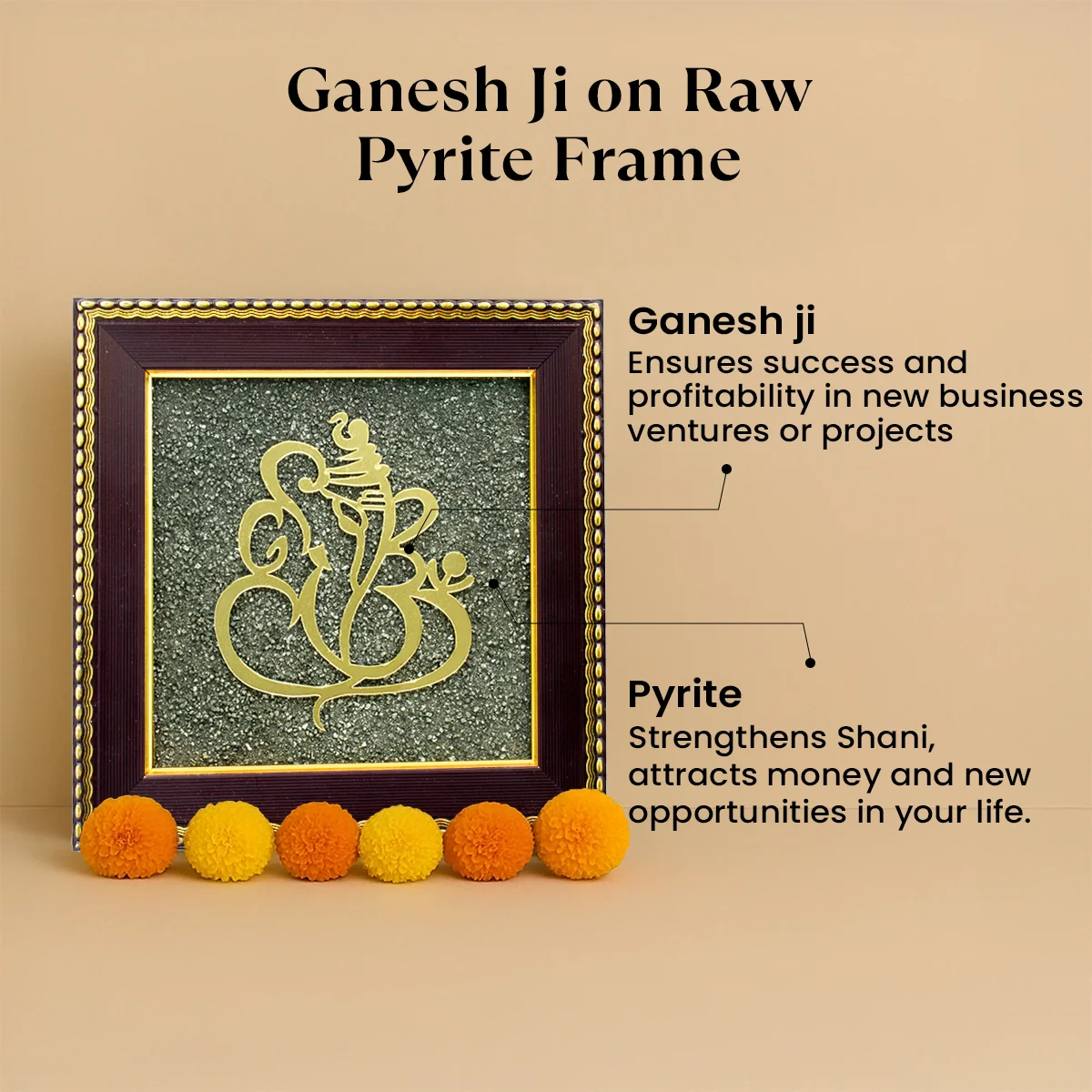 Ganesh Ji on Raw Pyrite Frame - Image 2