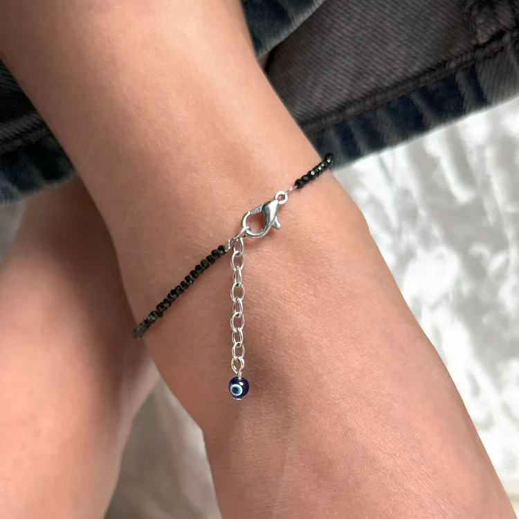 Garnet Anklet with FREE Black Tourmaline Anklet with Evil Eye Charm - Image 10