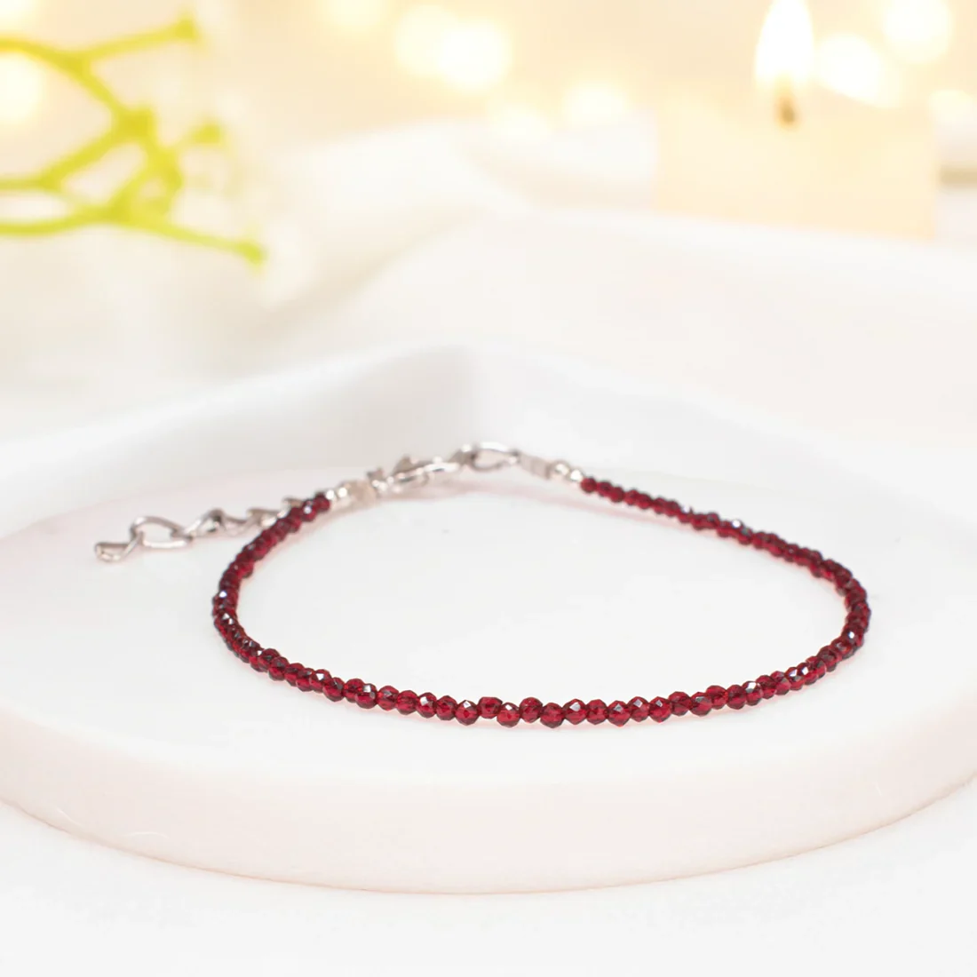Garnet Anklet with FREE Black Tourmaline Anklet with Evil Eye Charm - Image 4