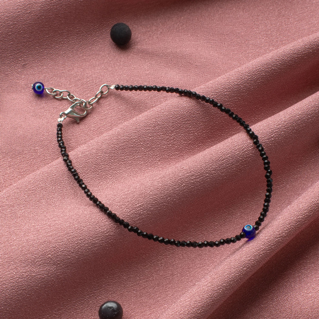 Garnet Anklet with FREE Black Tourmaline Anklet with Evil Eye Charm - Image 5