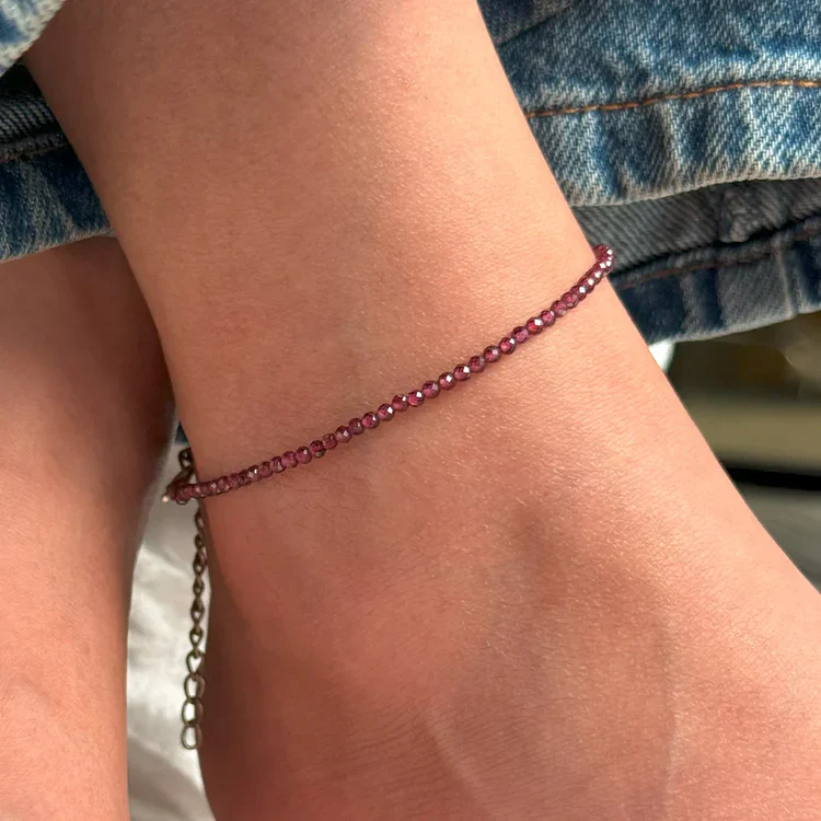 Garnet Anklet with FREE Black Tourmaline Anklet with Evil Eye Charm - Image 8
