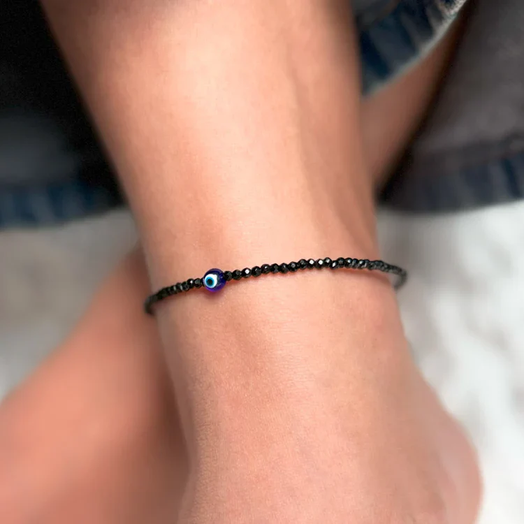 Garnet Anklet with FREE Black Tourmaline Anklet with Evil Eye Charm - Image 9