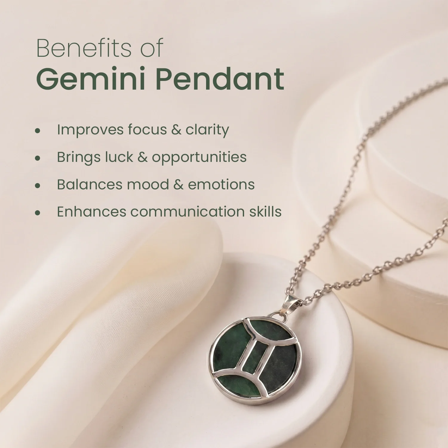 Gemini Pendant (मिथुन राशि) with Green Aventurine - Image 6