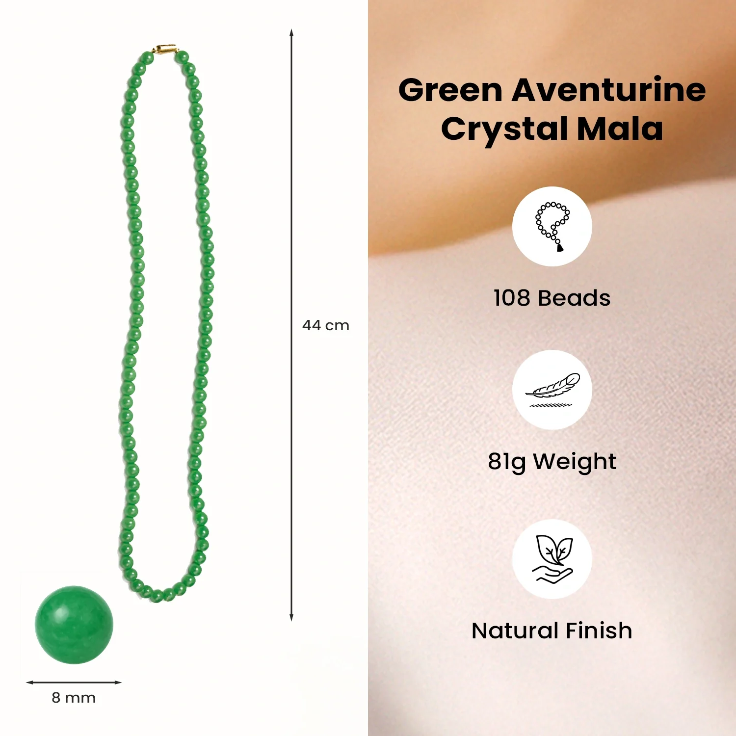 Green Aventurine Mala - 8mm || 108 Beads - Image 5