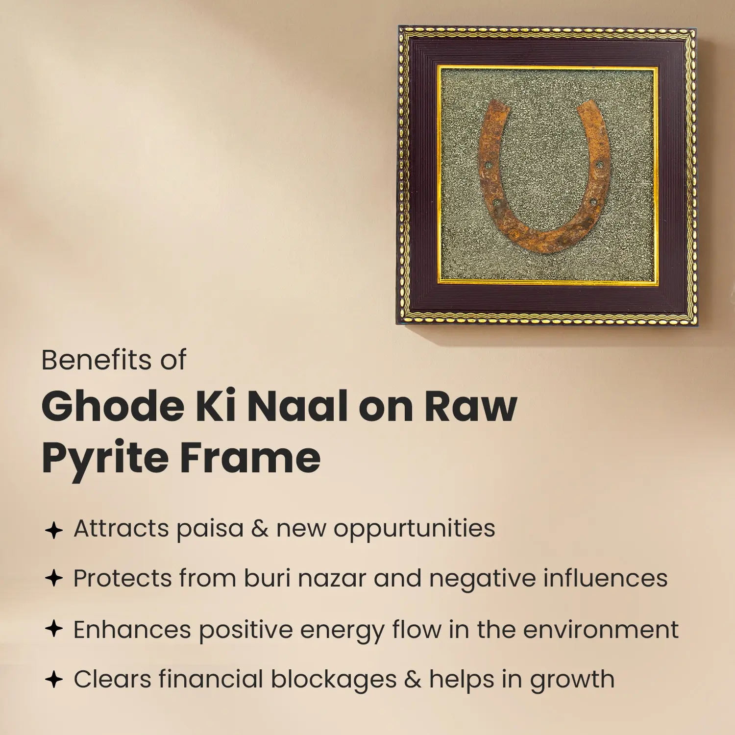 Ghode Ki Naal on Raw Pyrite Frame - Image 5