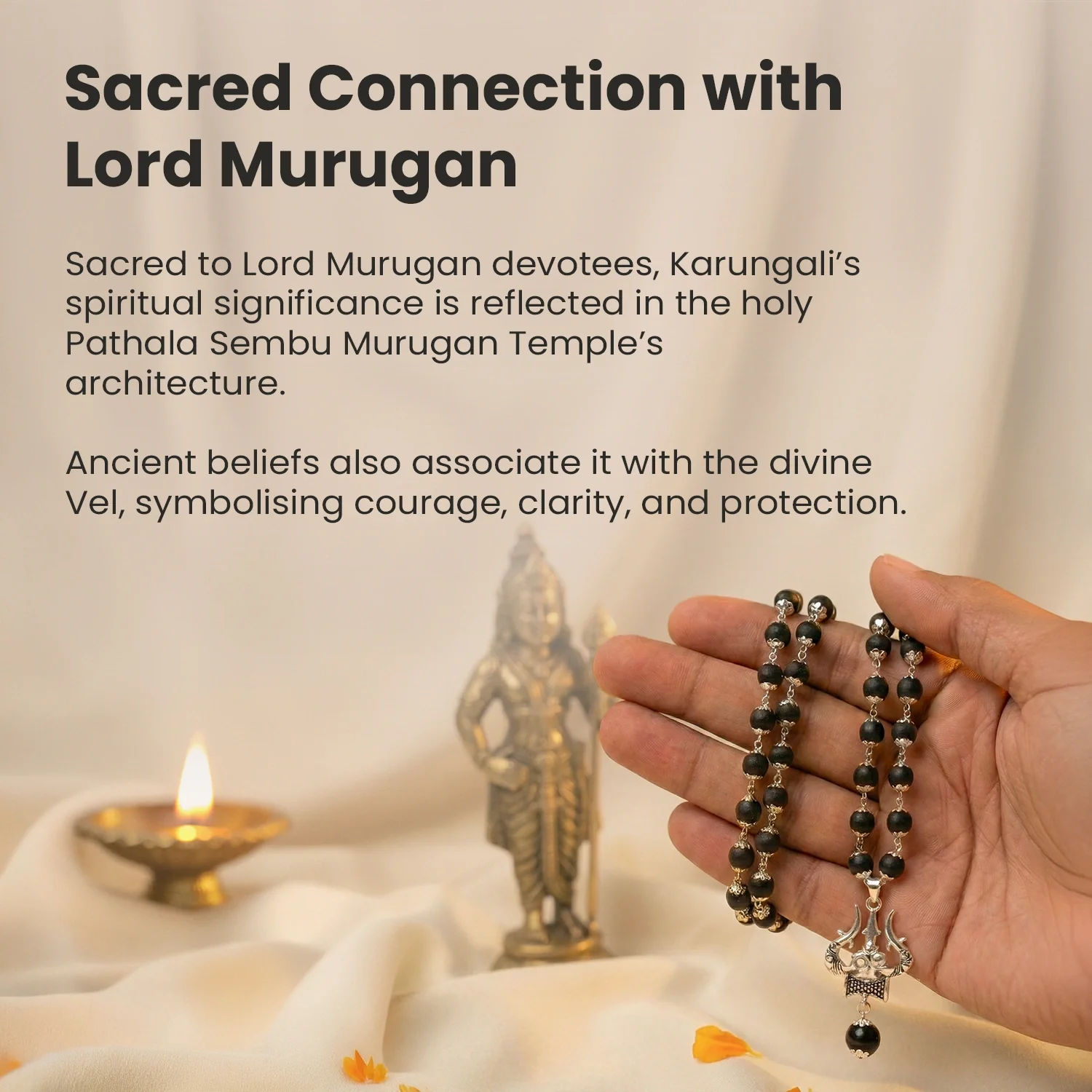 Karungali Mala with Om Shiva Trishul Pendant - Image 4