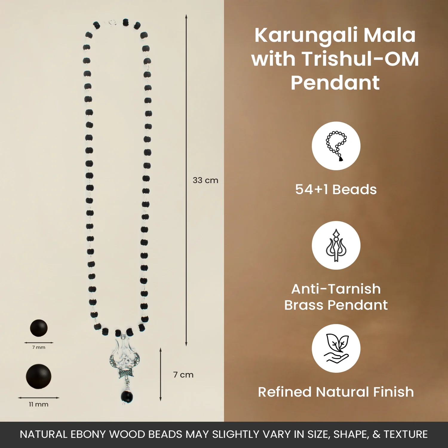 Karungali Mala with Om Shiva Trishul Pendant - Image 8