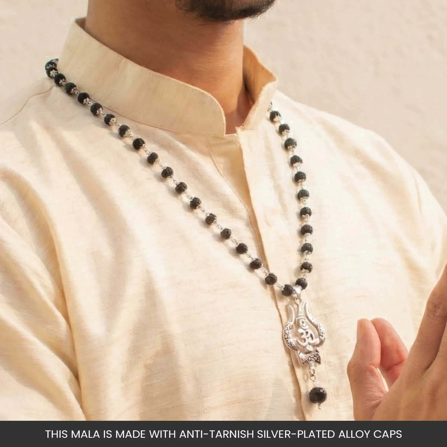 Karungali Mala with Om Shiva Trishul Pendant - Image 9