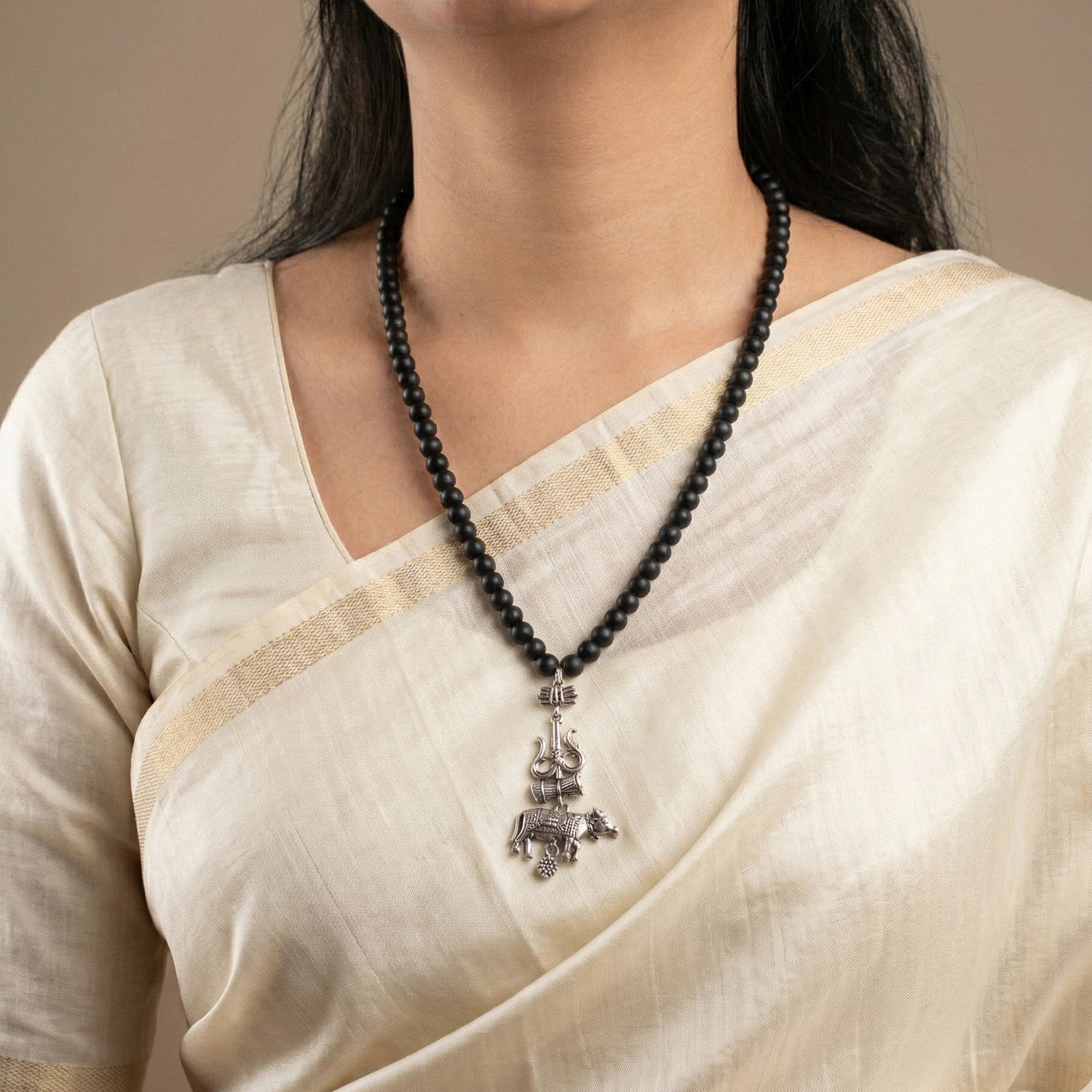Karungali Mala with Shiv Trishul Nandi Pendant - Image 10