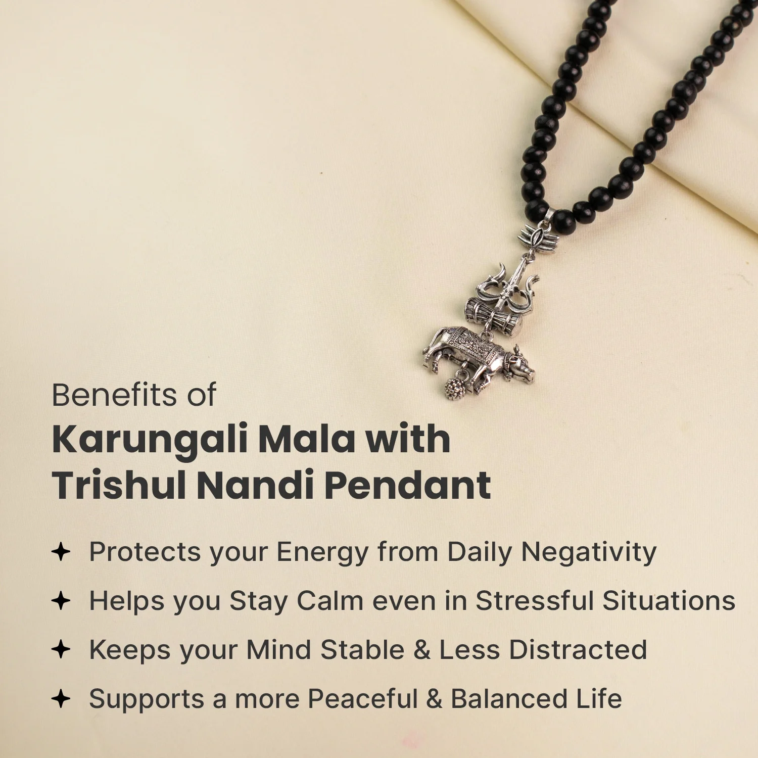 Karungali Mala with Shiv Trishul Nandi Pendant - Image 5